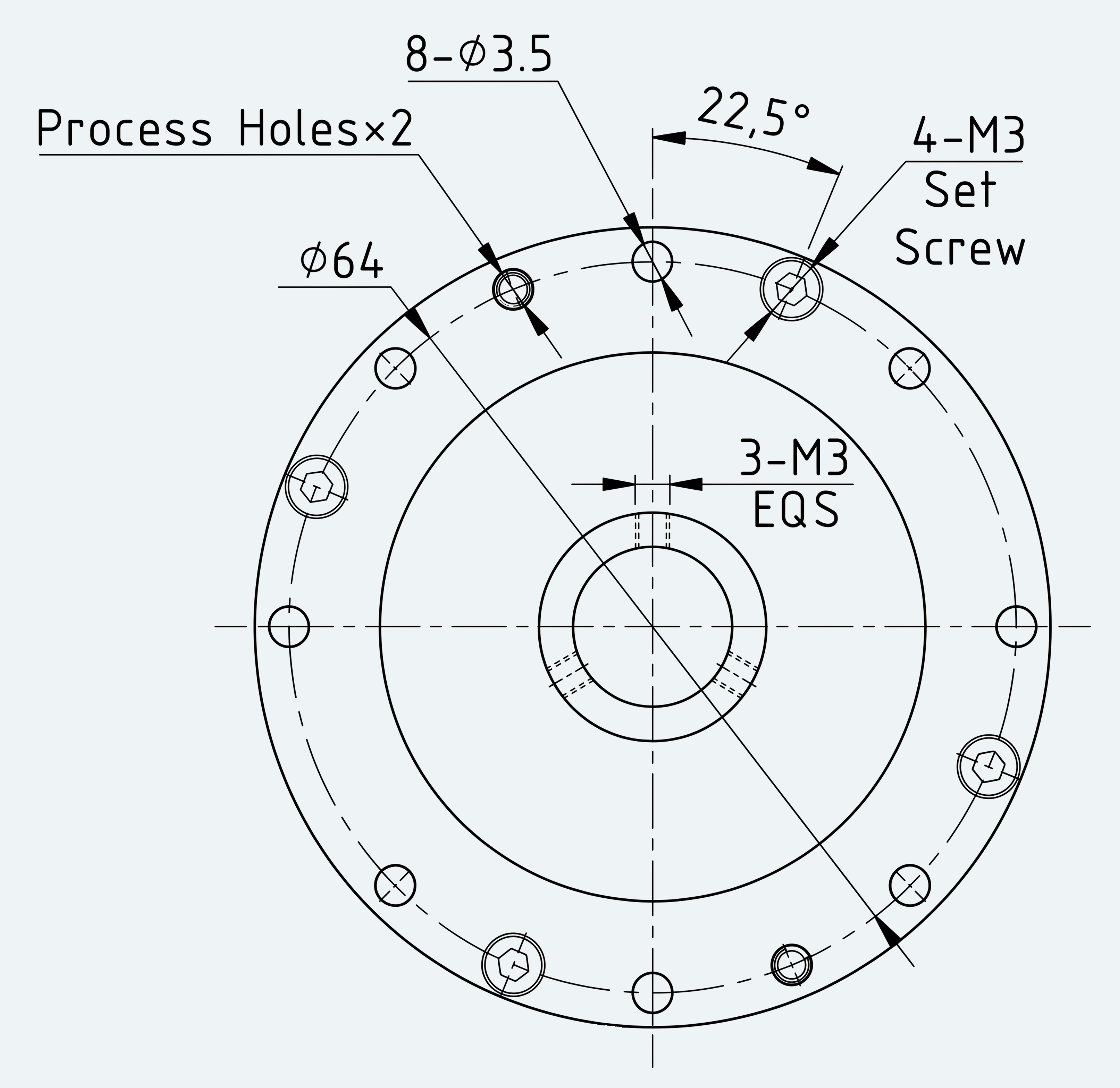 Mechanical View 2 for Simple High-Torque Hollow Shaft Gear Unit, Size 14