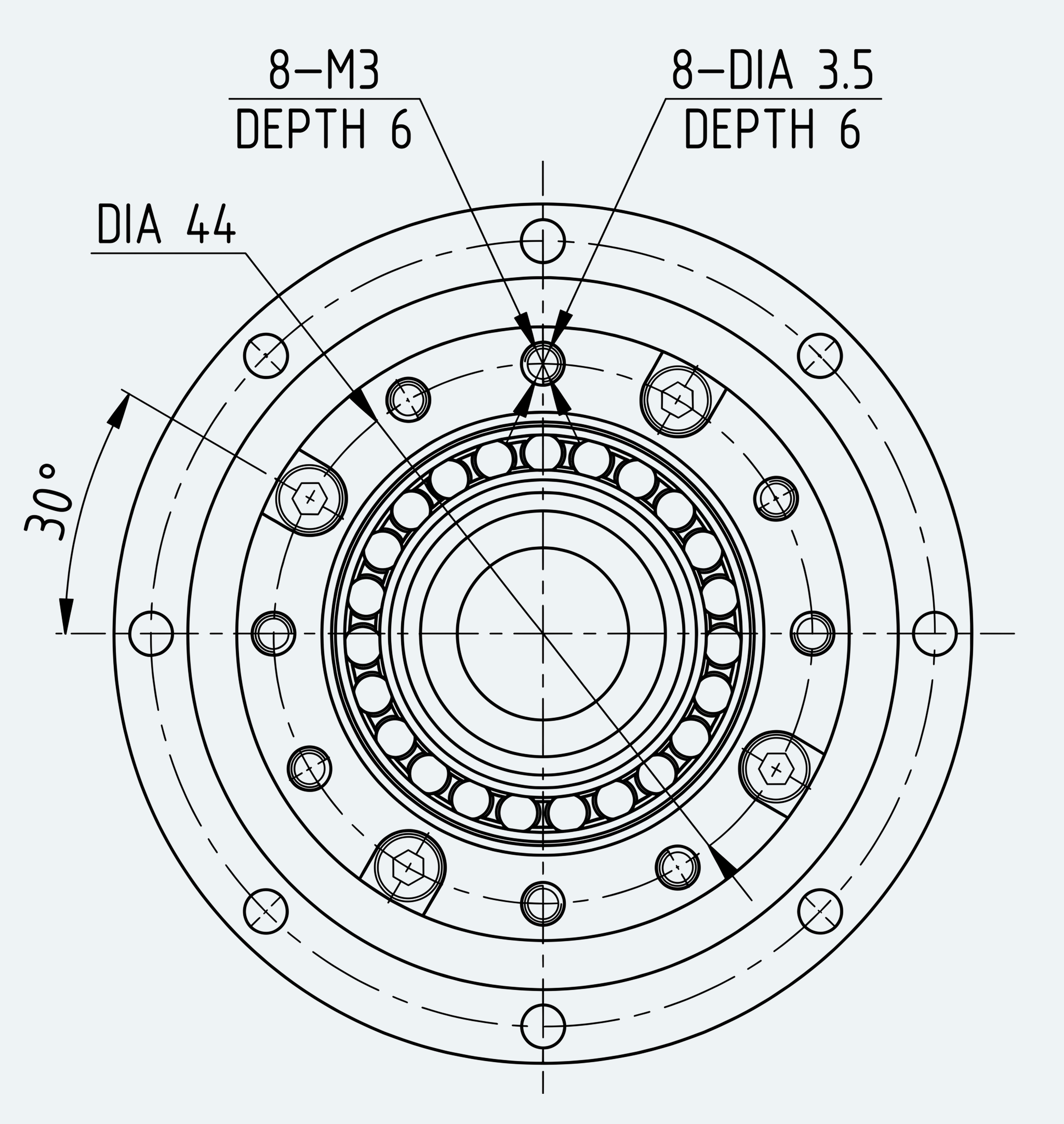 Mechanical View 3 for Simple High-Torque Hollow Shaft Gear Unit, Size 14