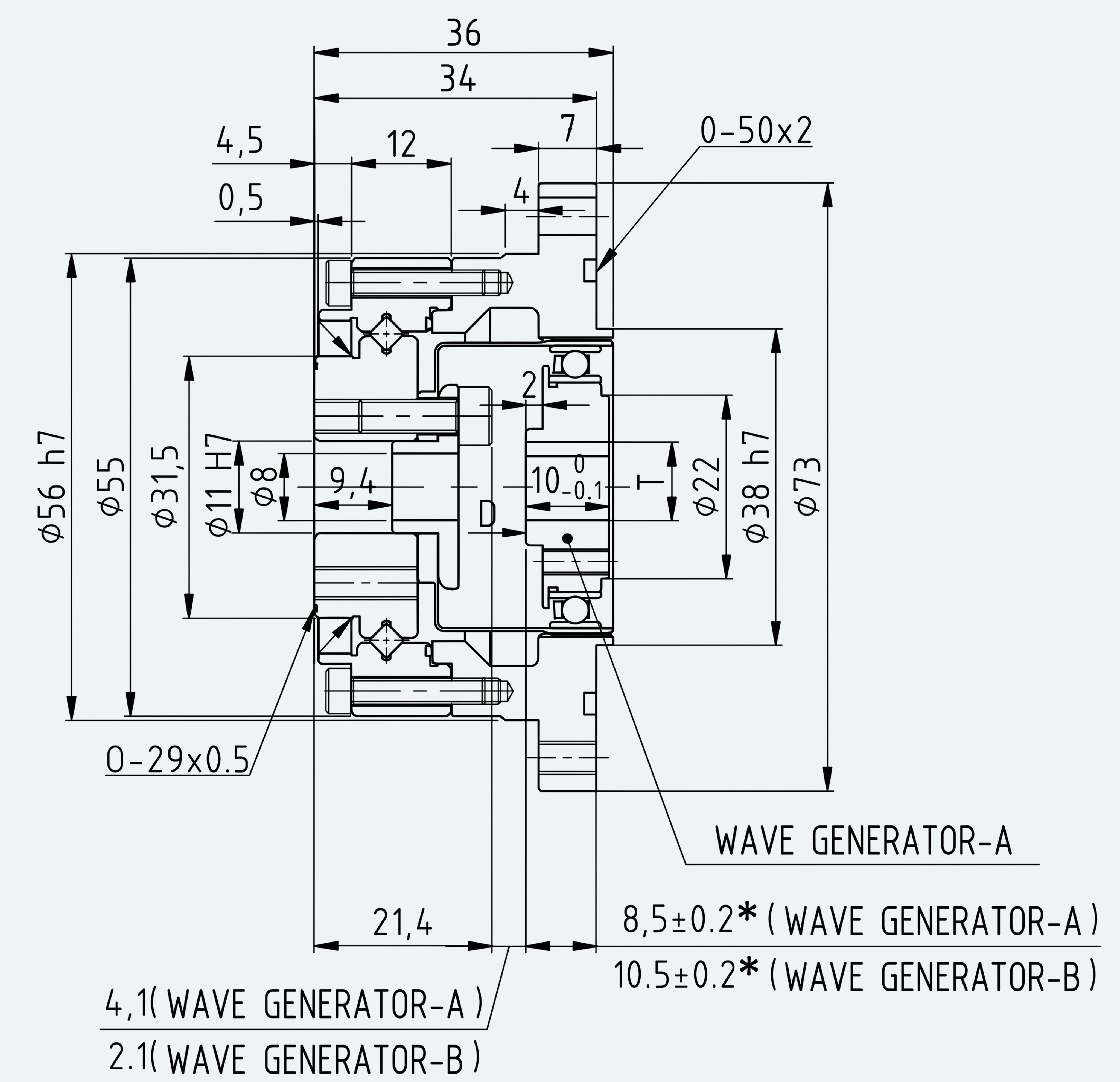Mechanical View 1 for Special Standard Cup Gear Unit, Size 14