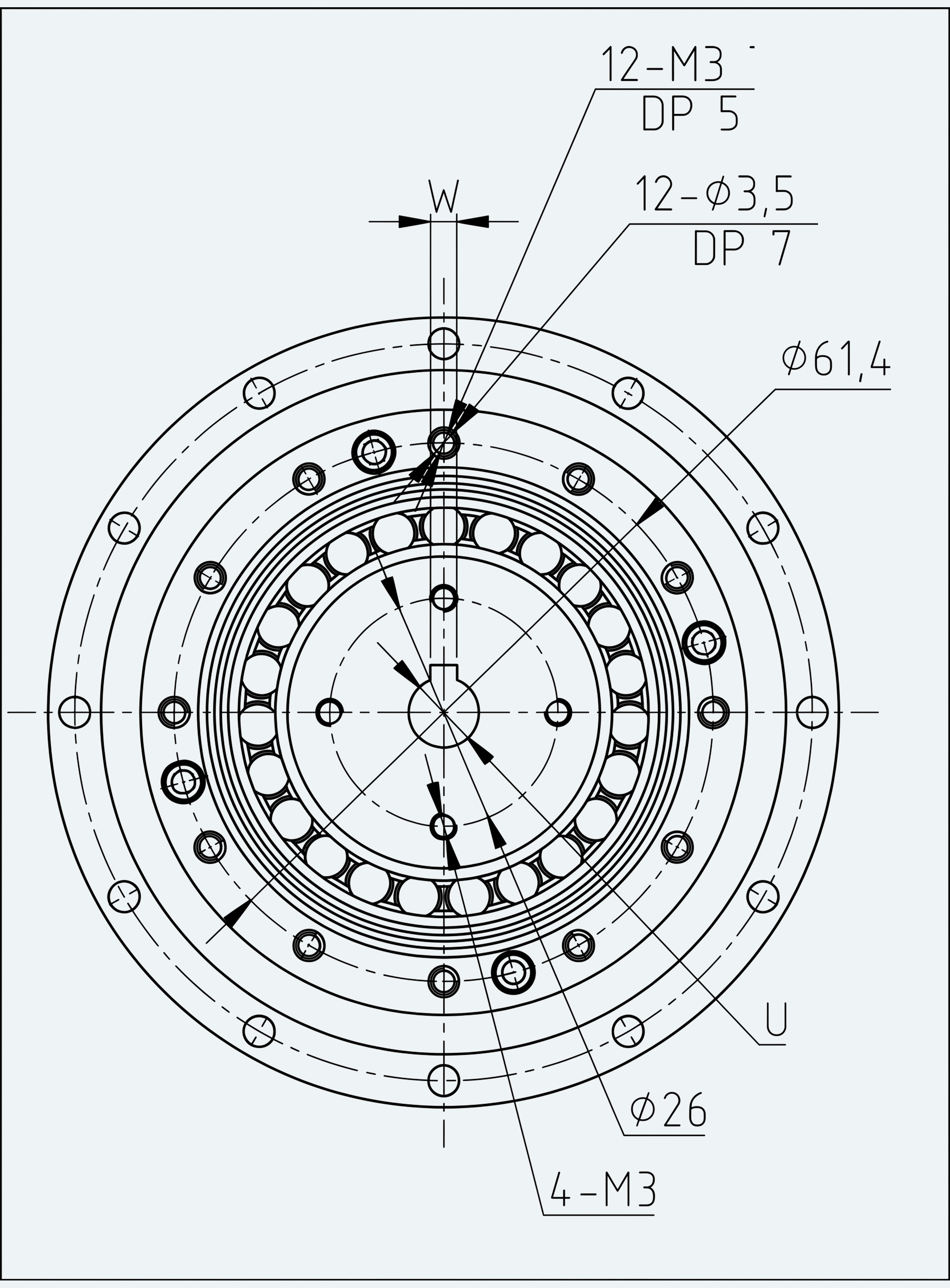 Mechanical View 1 for Ultra-Short Gear Unit, Size 20