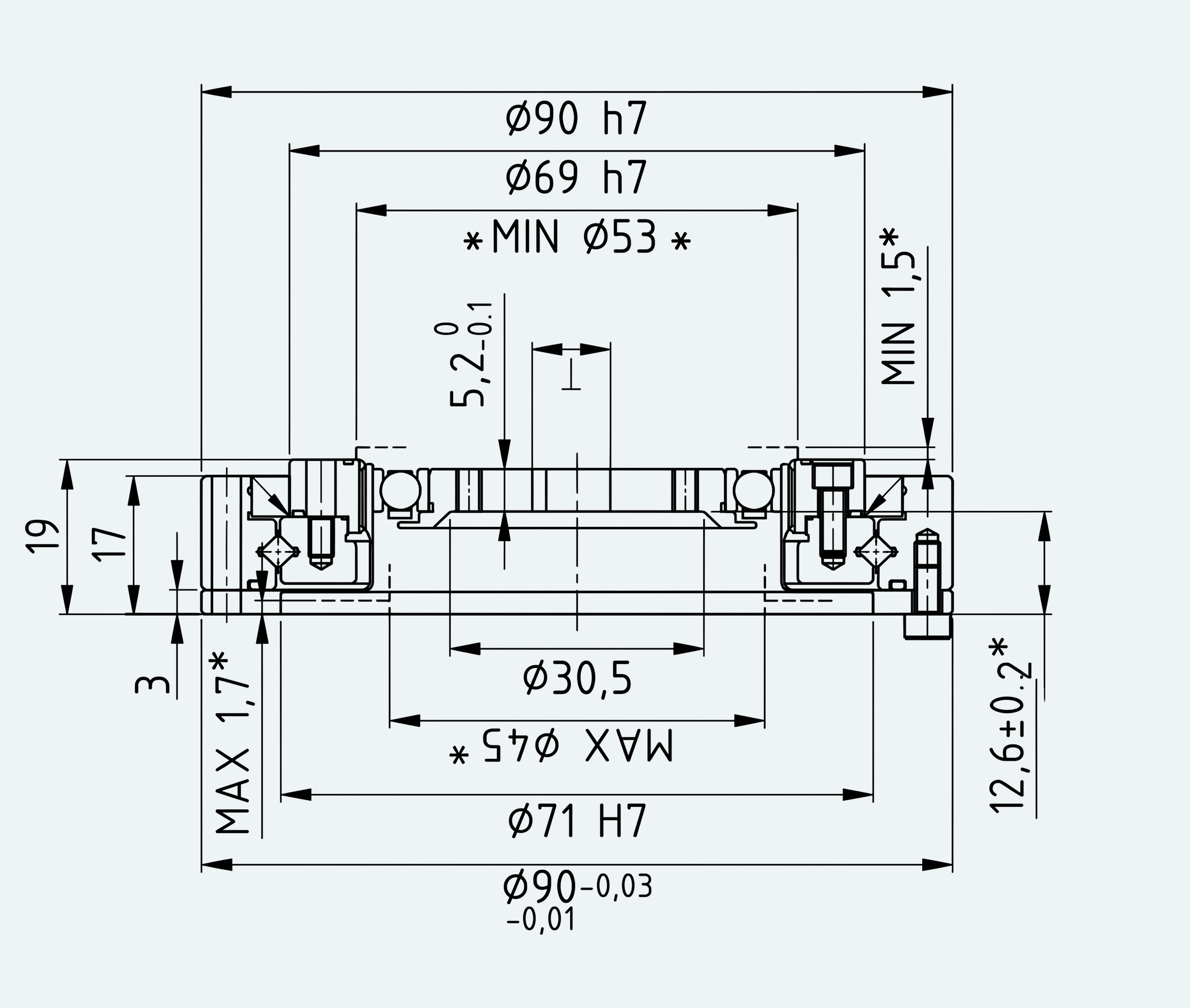 Mechanical View 3 for Ultra-Short Gear Unit, Size 20