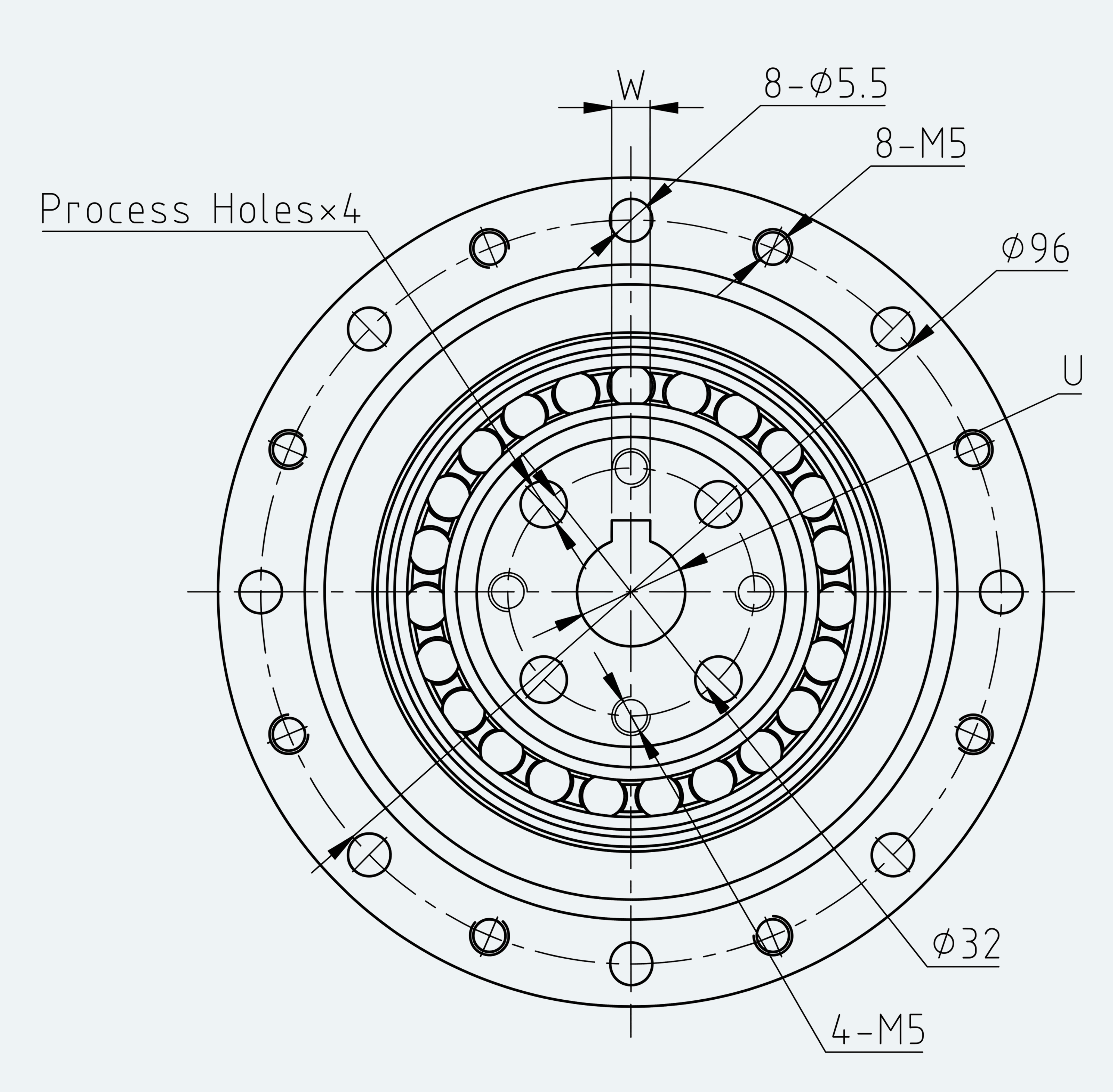 Mechanical View 2 for Special Standard Cup Gear Unit, Size 25