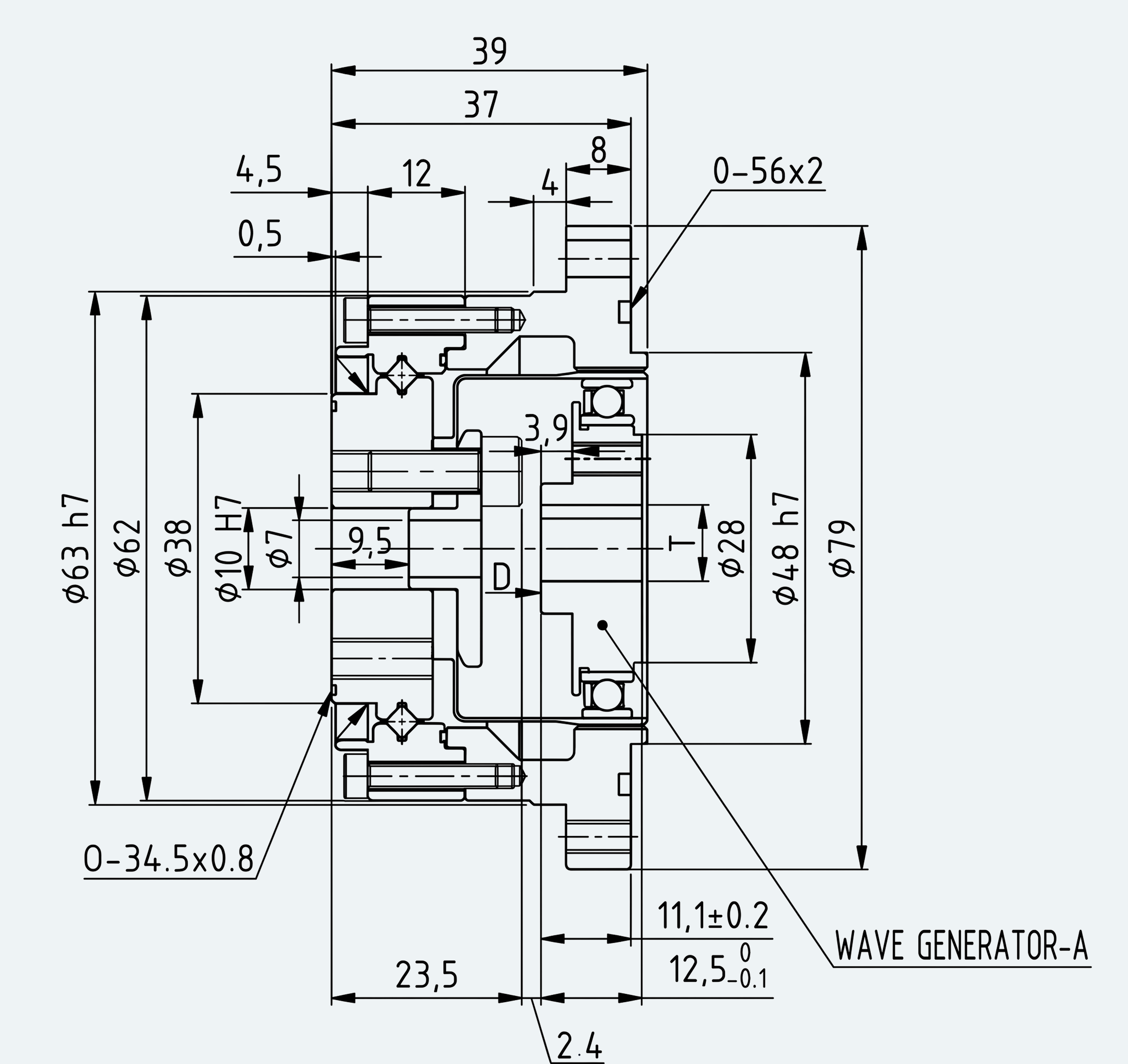 Mechanical View 1 for Special Standard Cup Gear Unit, Size 17