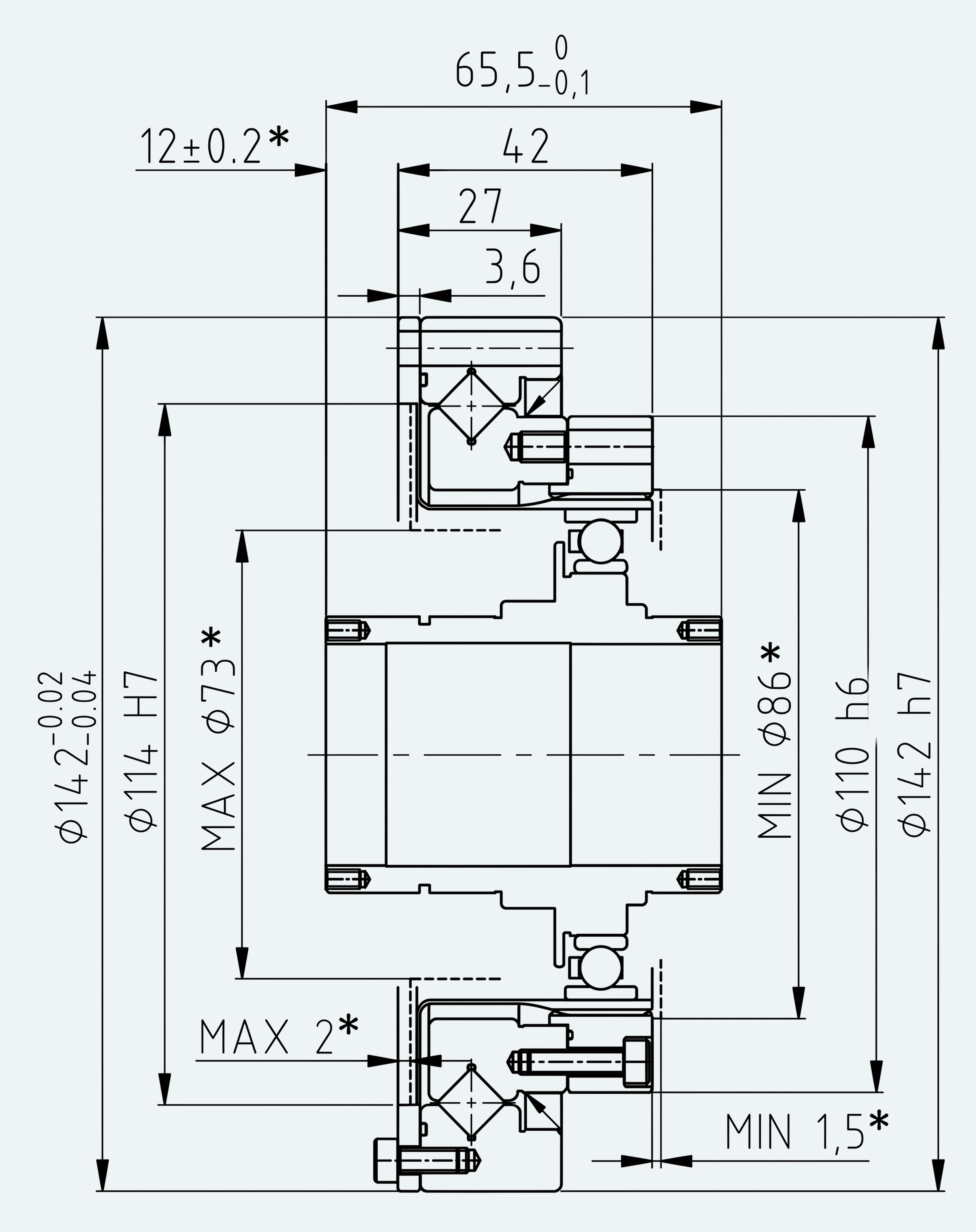 Mechanical View 1 for Simple High-Torque Hollow Shaft Gear Unit, Size 32
