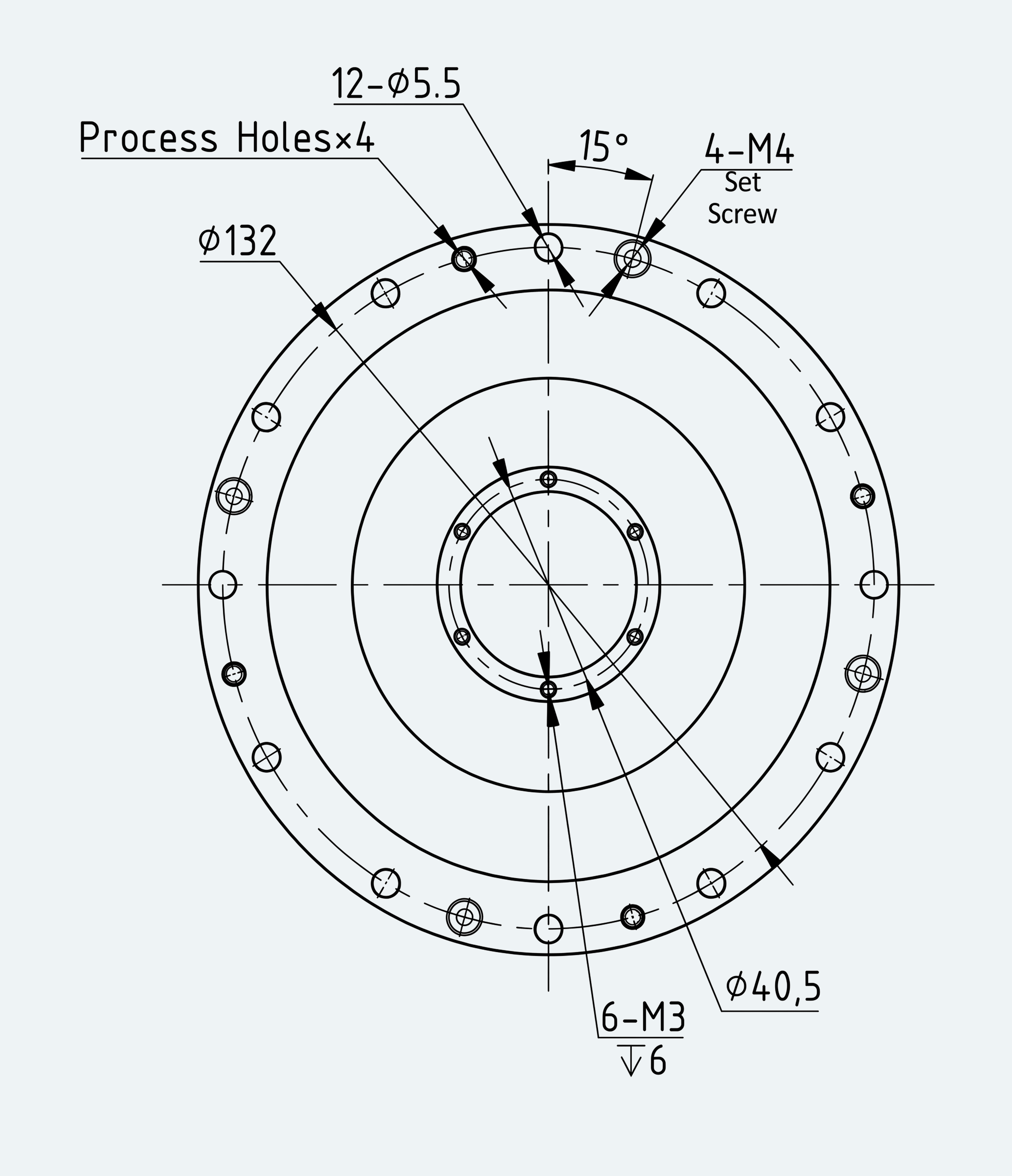 Mechanical View 2 for Simple High-Torque Hollow Shaft Gear Unit, Size 32