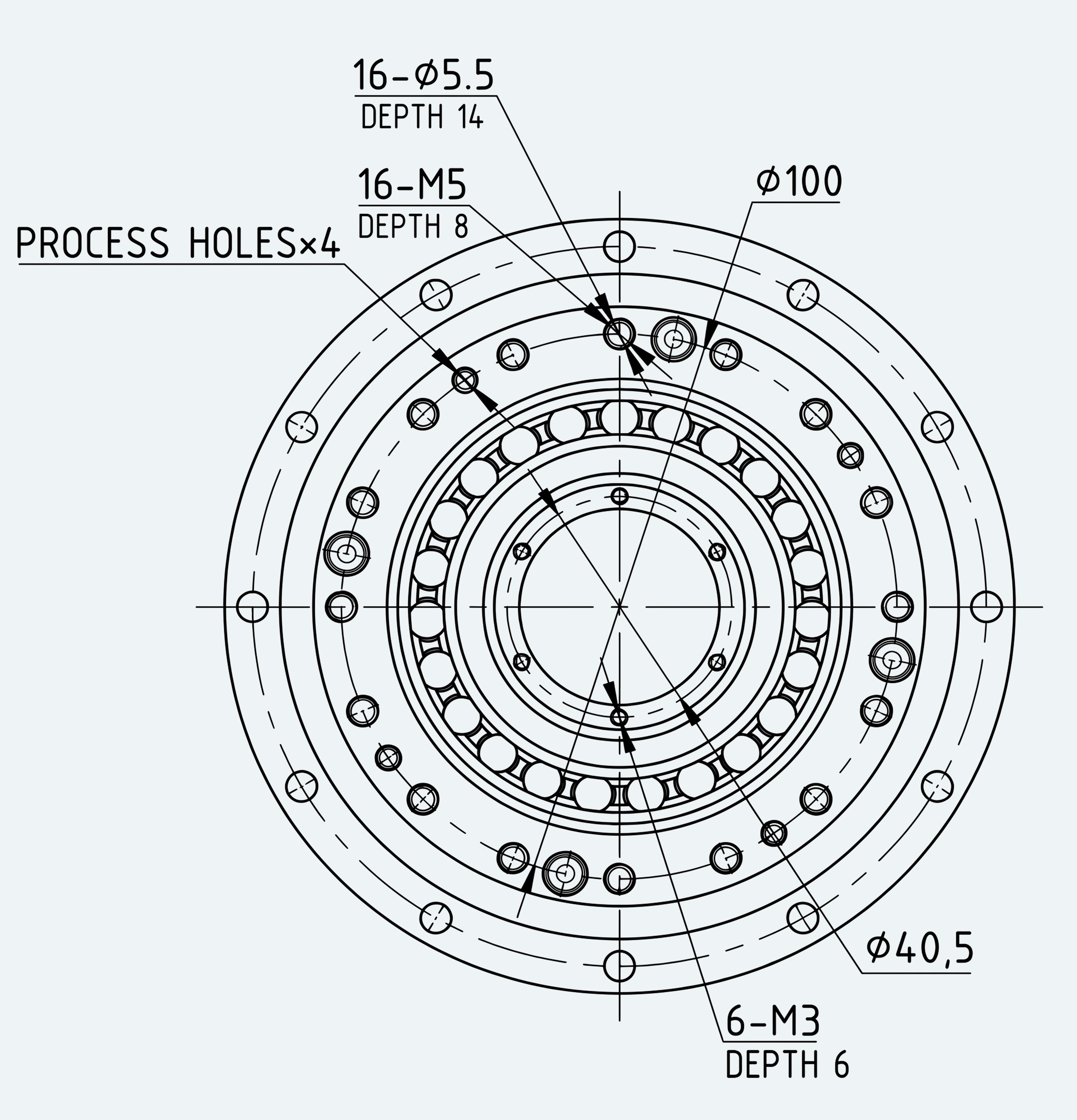Mechanical View 3 for Simple High-Torque Hollow Shaft Gear Unit, Size 32