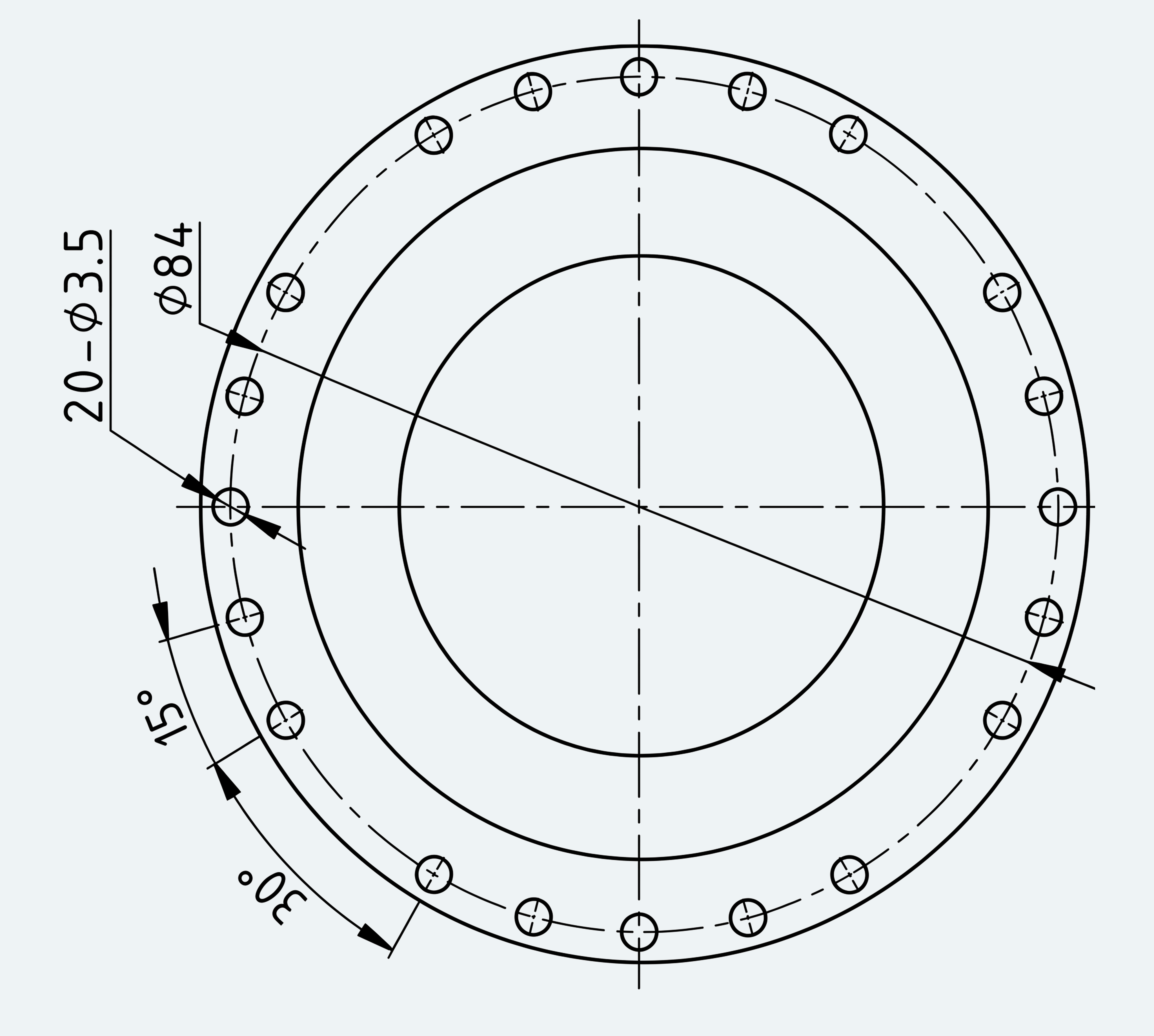 Mechanical View 2 for High-Torque Hat Component Set, Size 20