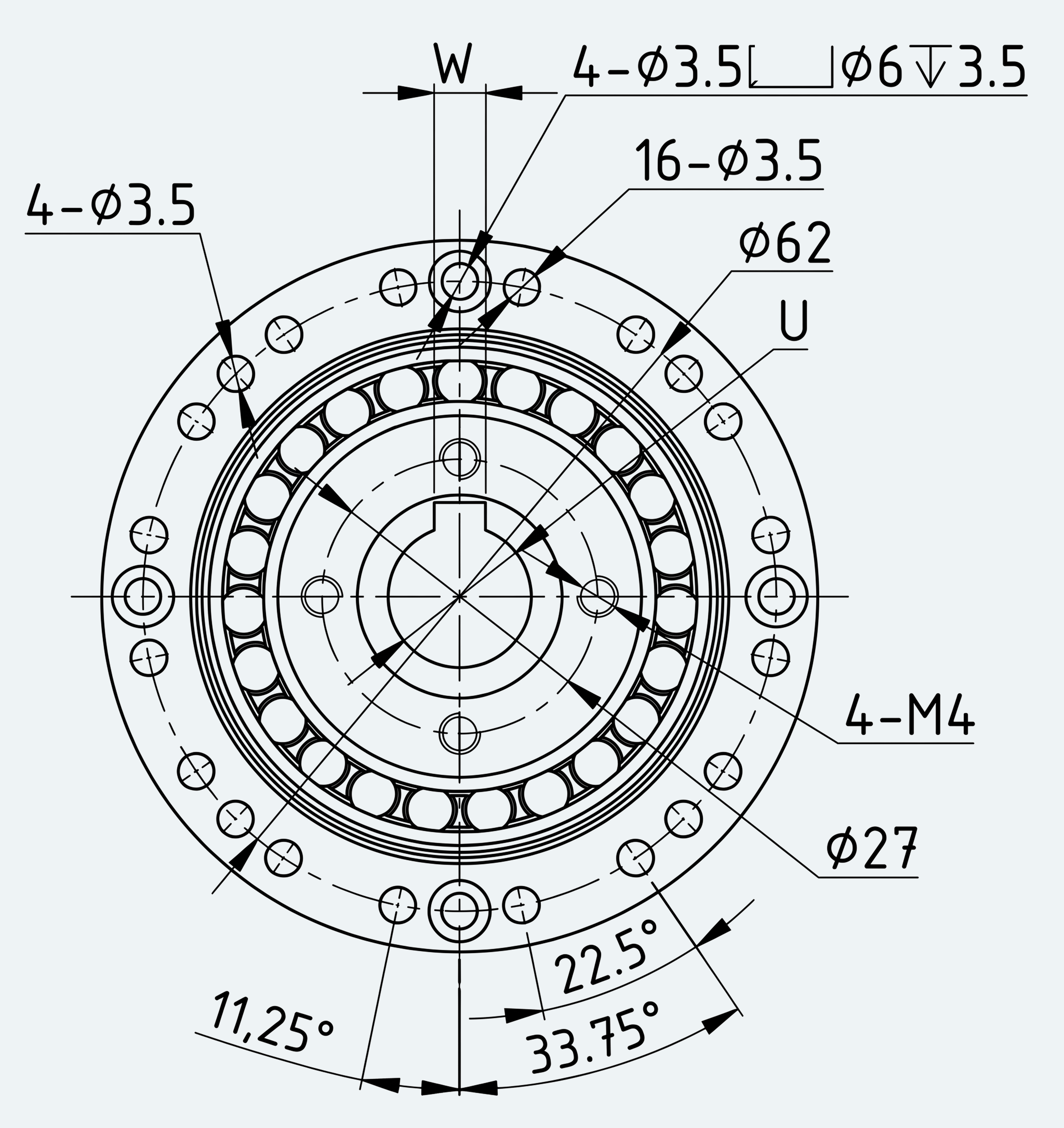 Mechanical View 3 for High-Torque Hat Component Set, Size 20