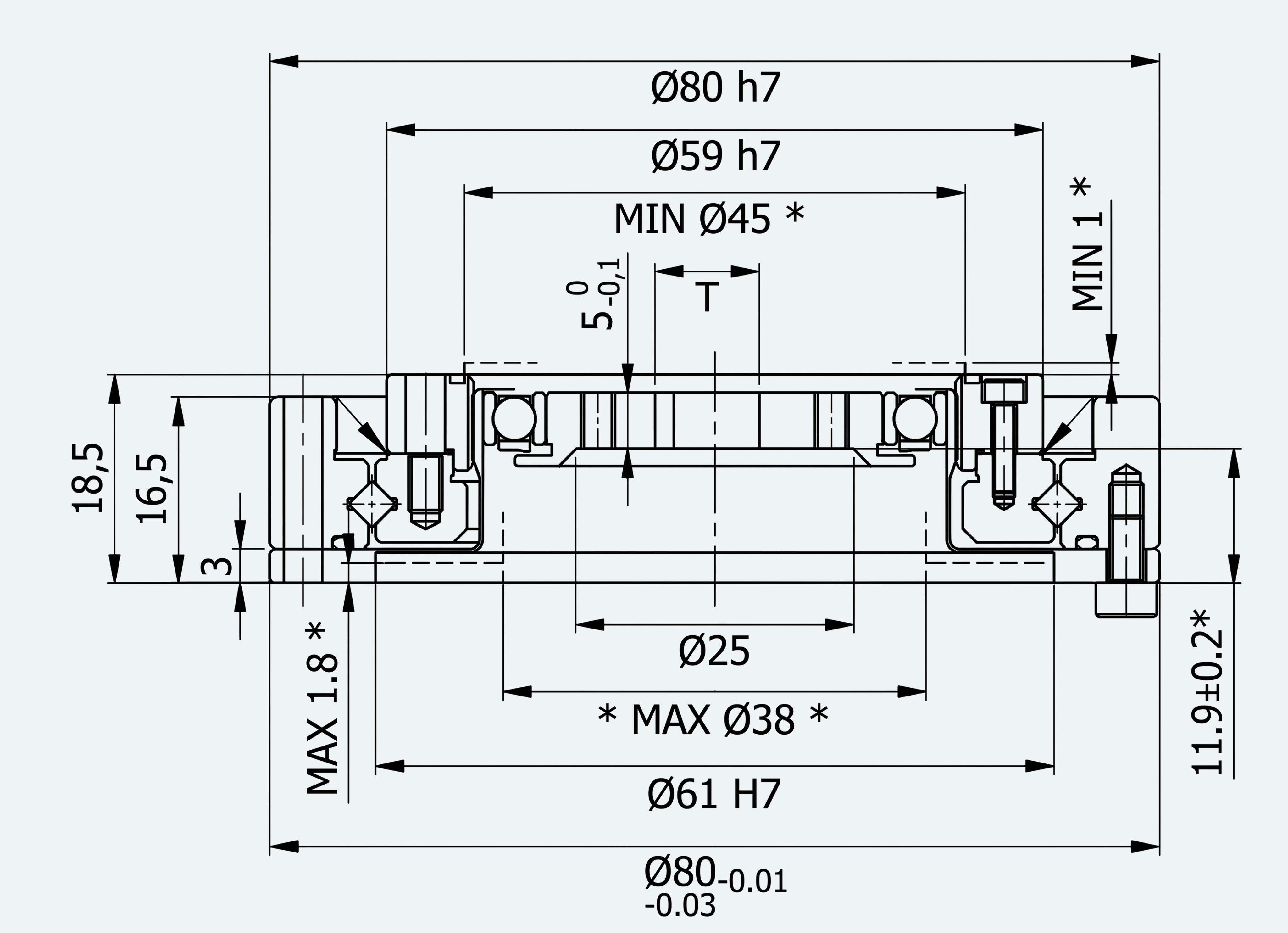 Mechanical View 1 for Ultra-Short Gear Unit, Size 17