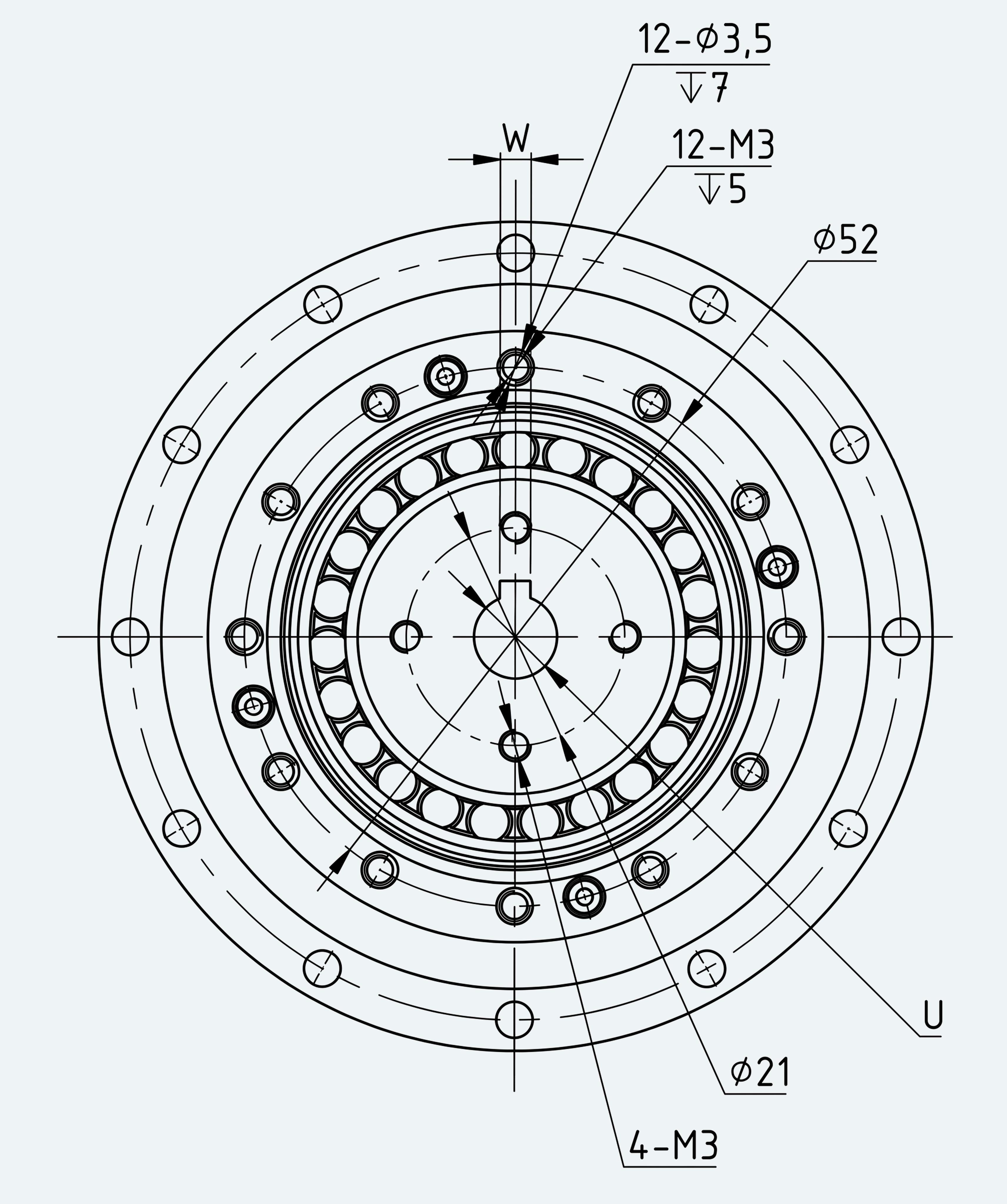 Mechanical View 2 for Ultra-Short Gear Unit, Size 17