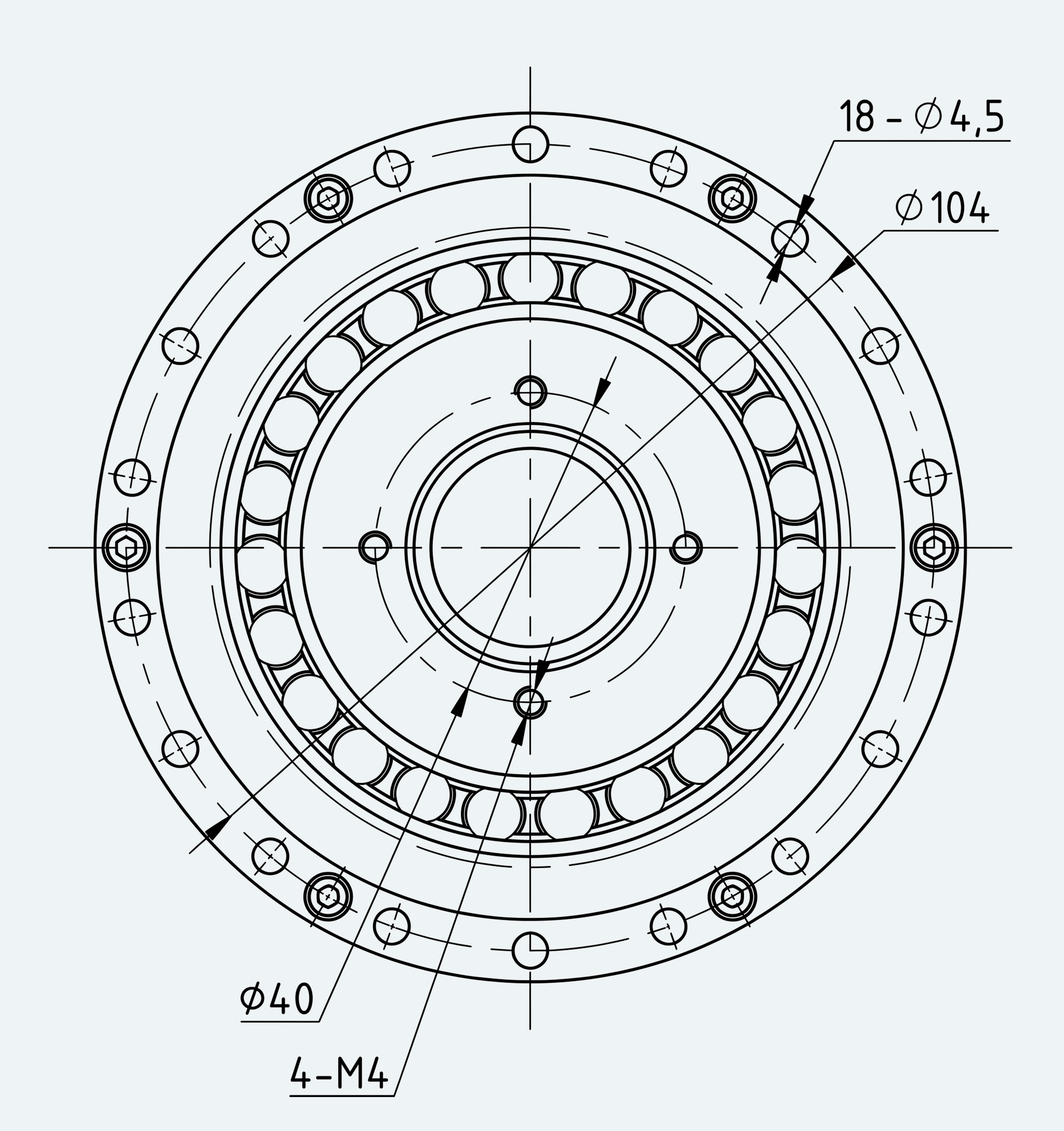 Mechanical View 3 for Thin Cup Gear Unit, Size 32