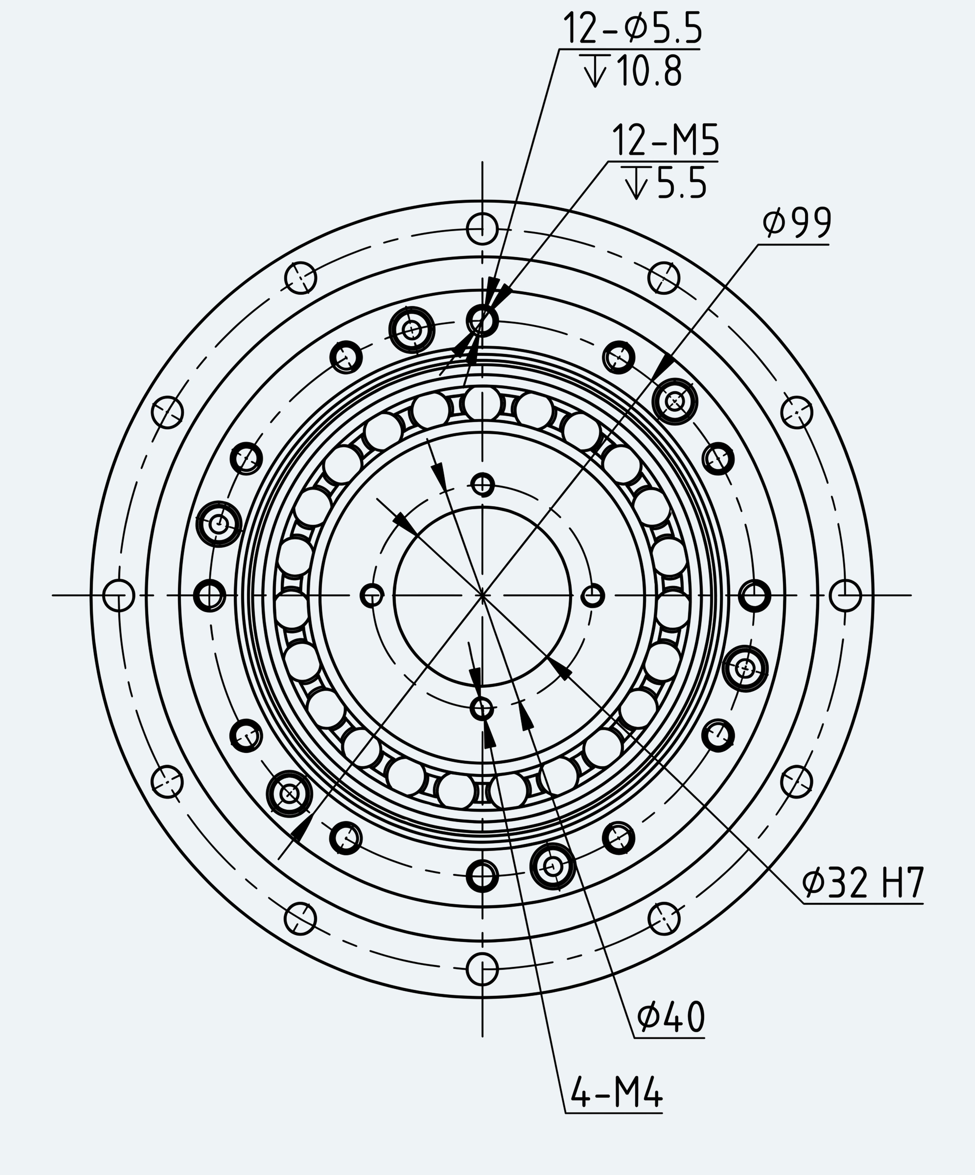 Mechanical View 3 for Ultra-Short Gear Unit, Size 32