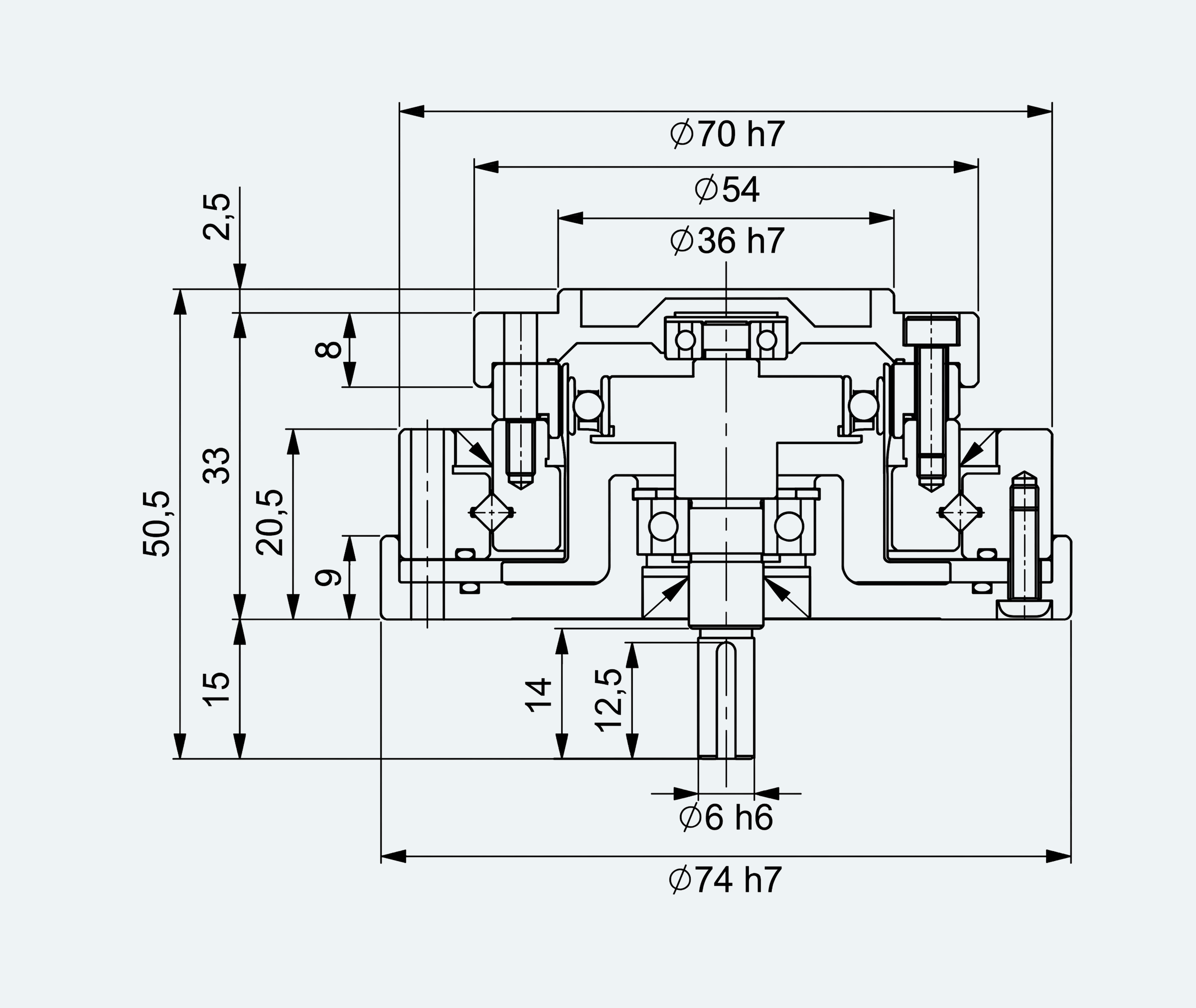 Mechanical View 1 for High-Torque Shaft-Input Gear Unit, Size 14