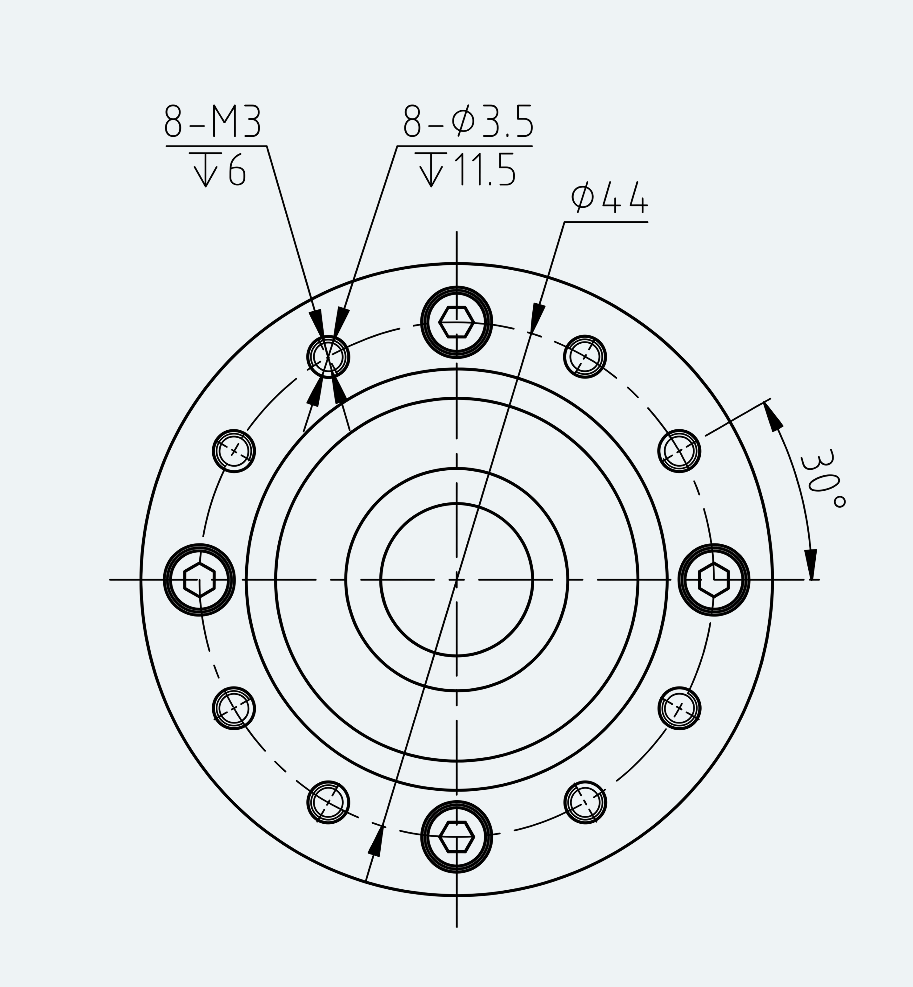 Mechanical View 3 for High-Torque Shaft-Input Gear Unit, Size 14