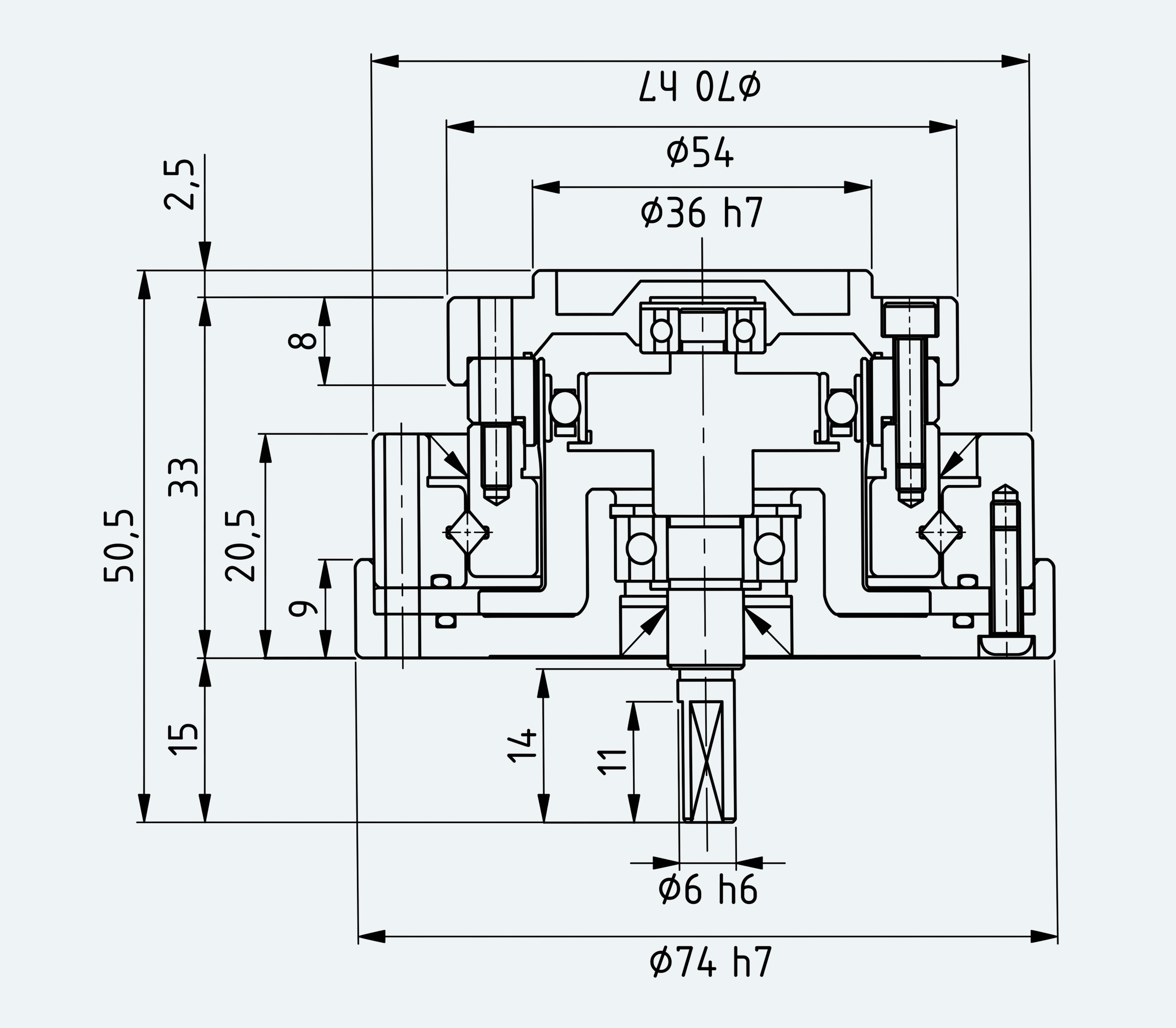 Mechanical View 4 for High-Torque Shaft-Input Gear Unit, Size 14