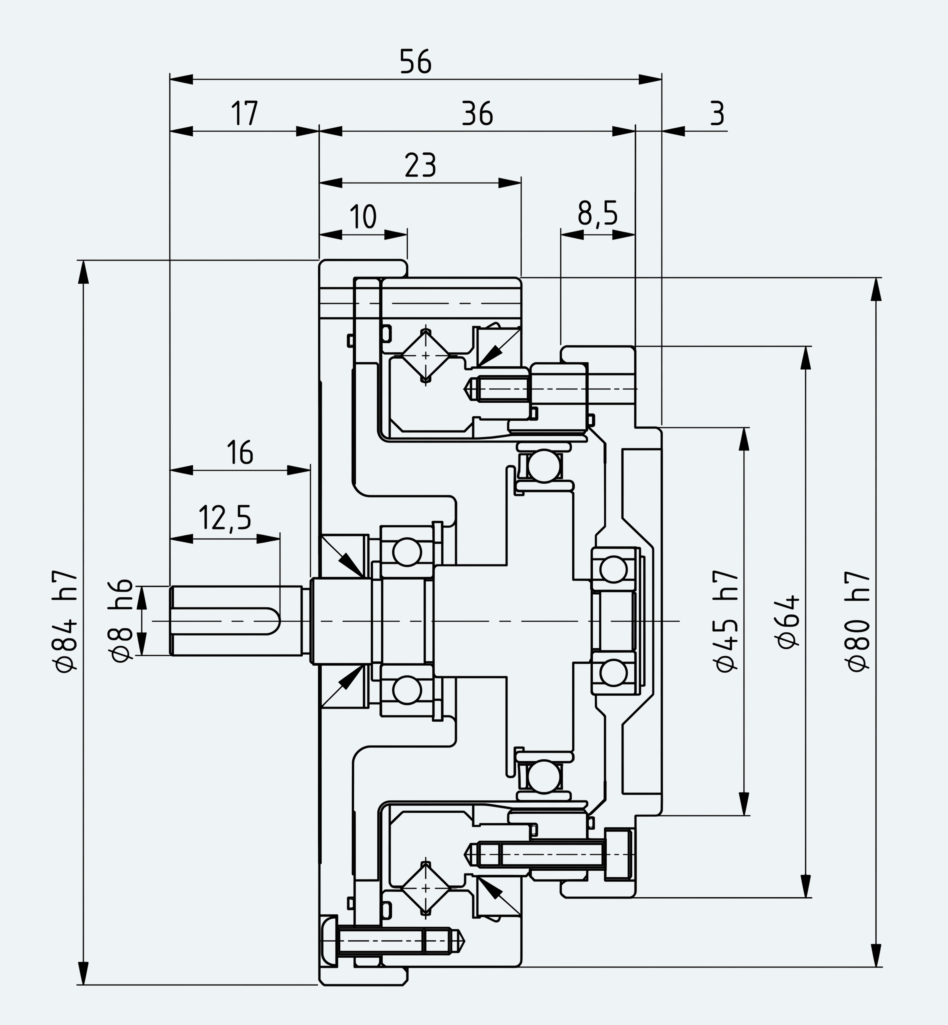 Mechanical View 1 for High-Torque Shaft-Input Gear Unit, Size 17