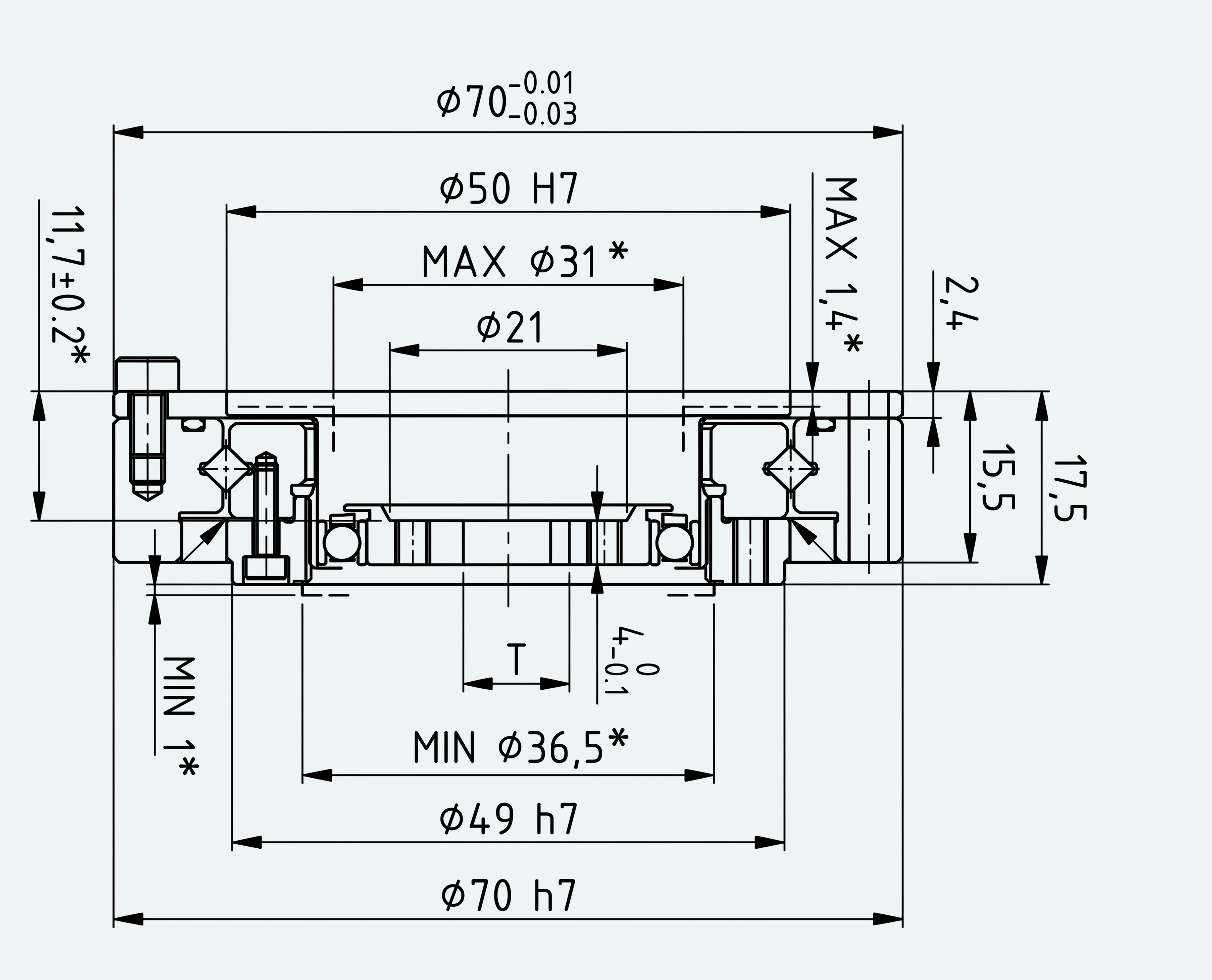 Mechanical View 1 for Ultra-Short Gear Unit, Size 14