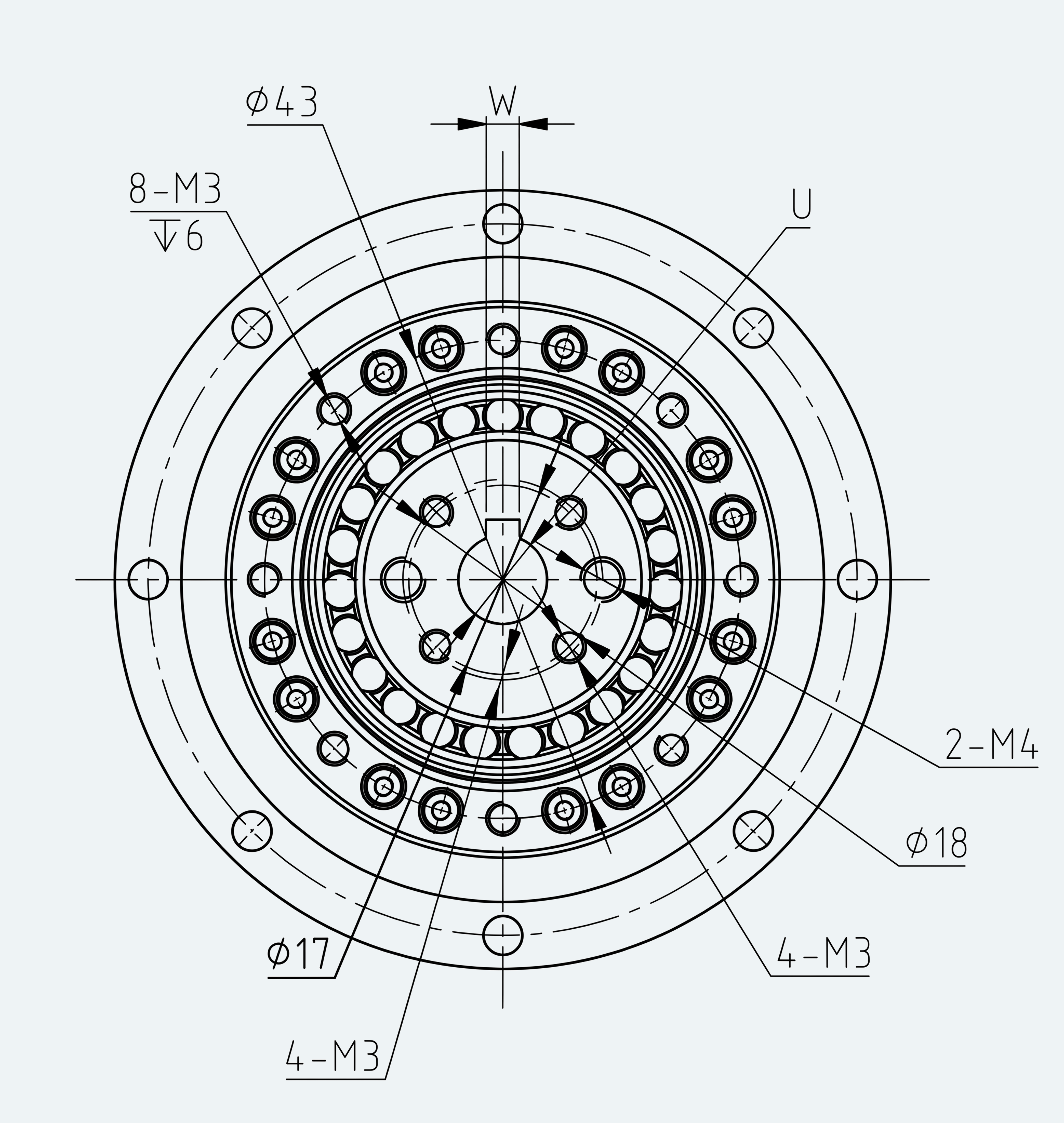Mechanical View 3 for Ultra-Short Gear Unit, Size 14