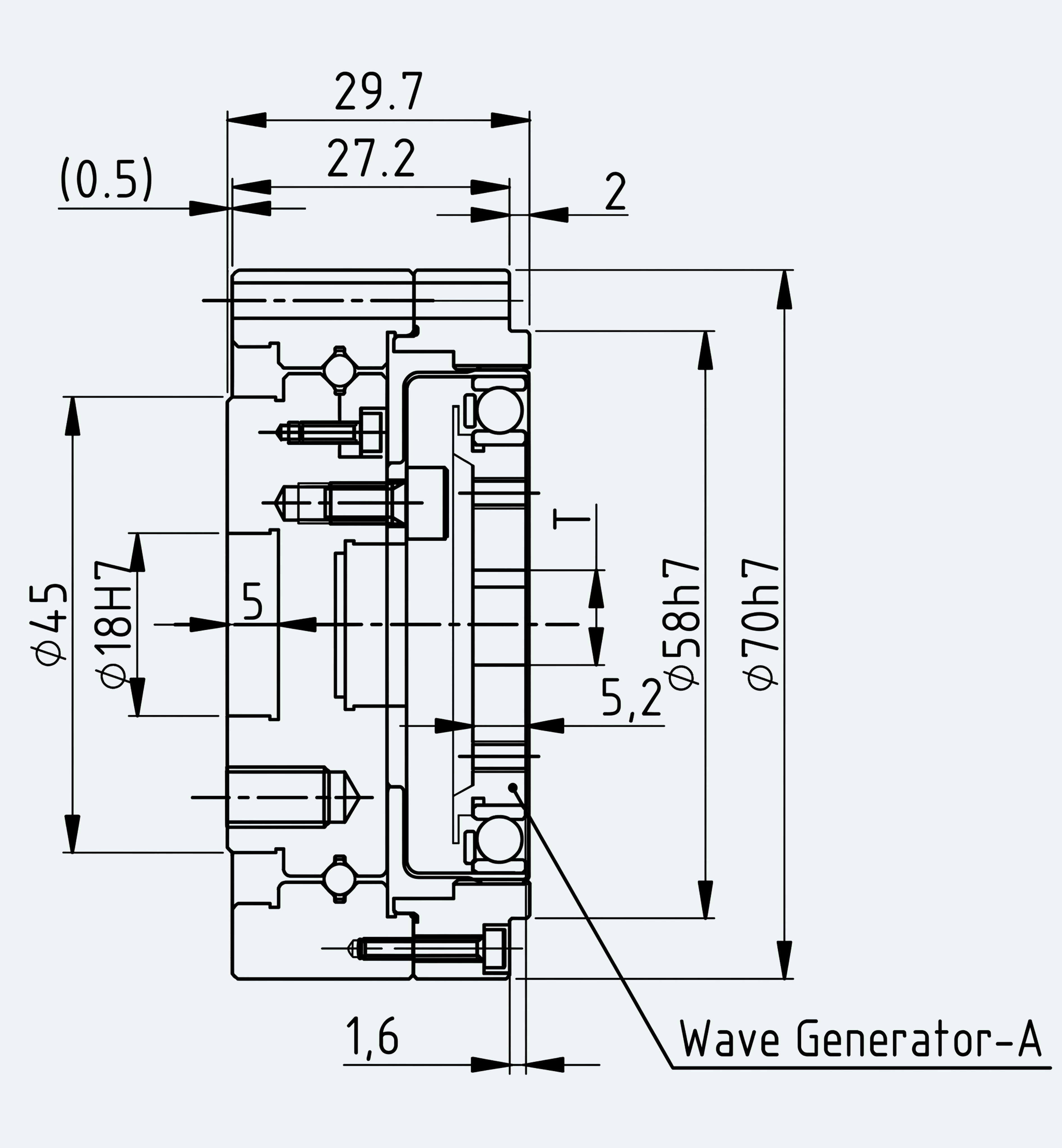 Mechanical View 1 for Thin Cup Gear Unit, Size 20