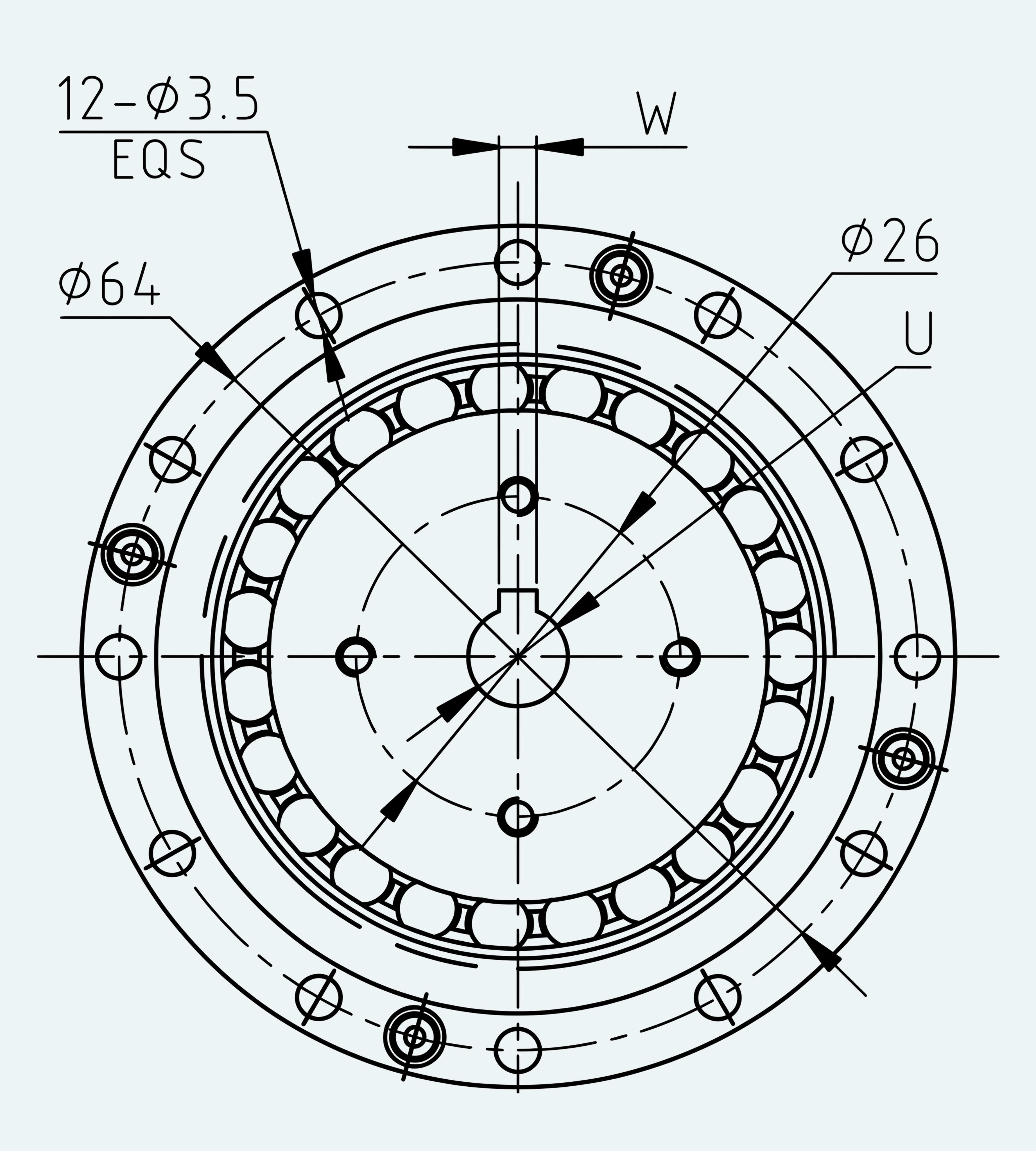 Mechanical View 2 for Thin Cup Gear Unit, Size 20