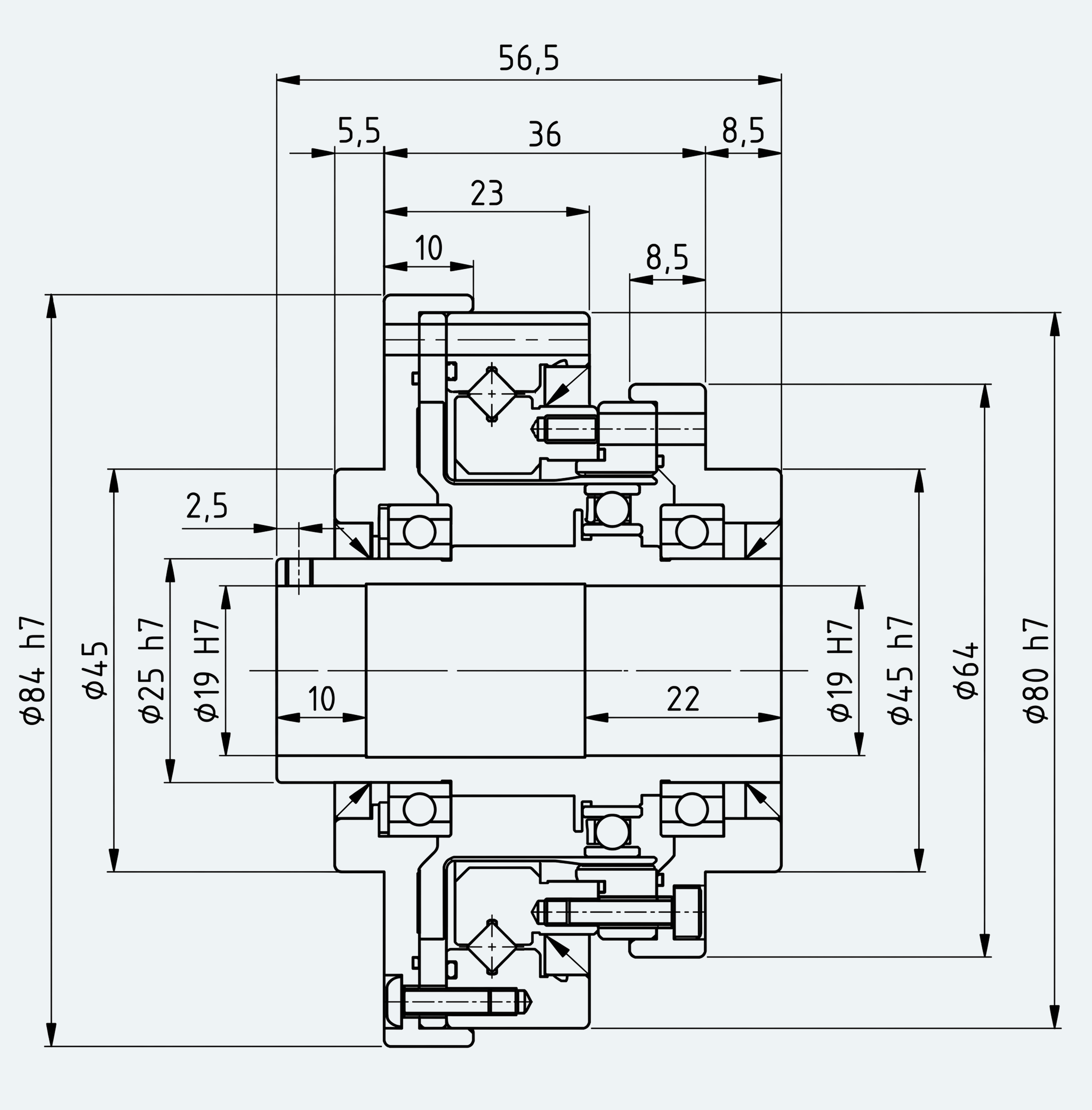 Mechanical View 1 for High-Torque Hollow Shaft Gear Unit, Size 17