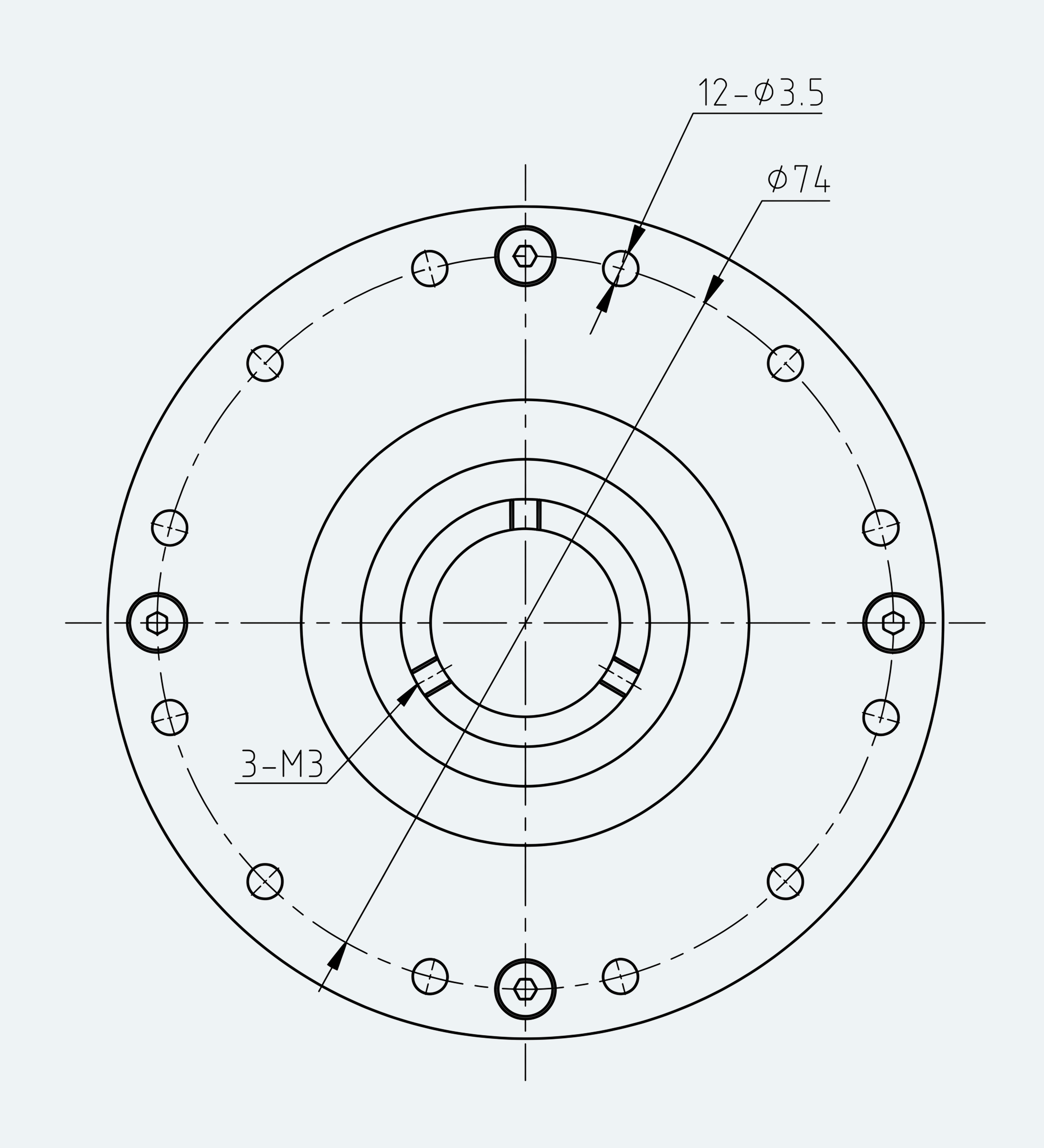 Mechanical View 2 for High-Torque Hollow Shaft Gear Unit, Size 17