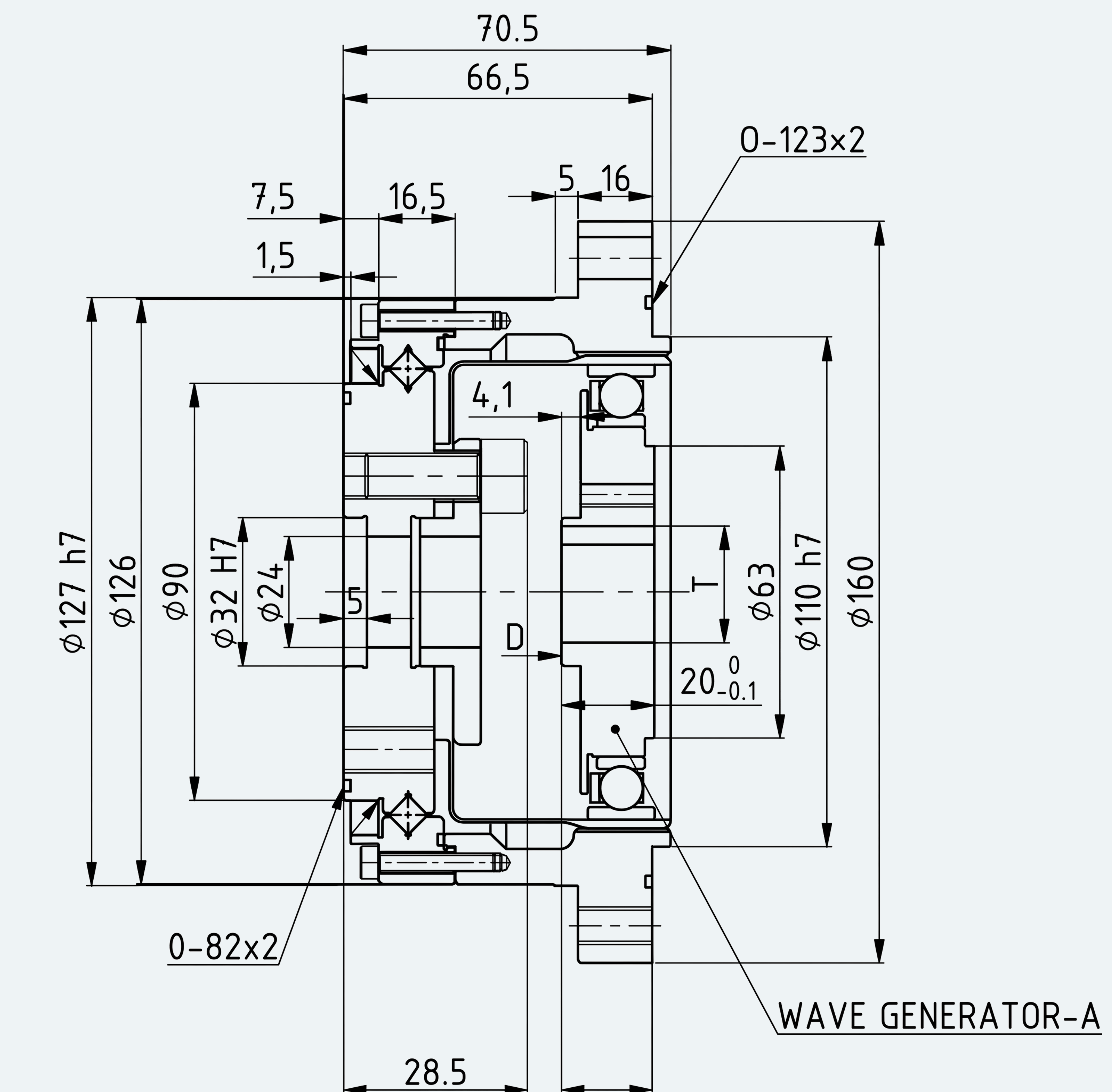 Mechanical View 1 for Special Standard Cup Gear Unit, Size 40
