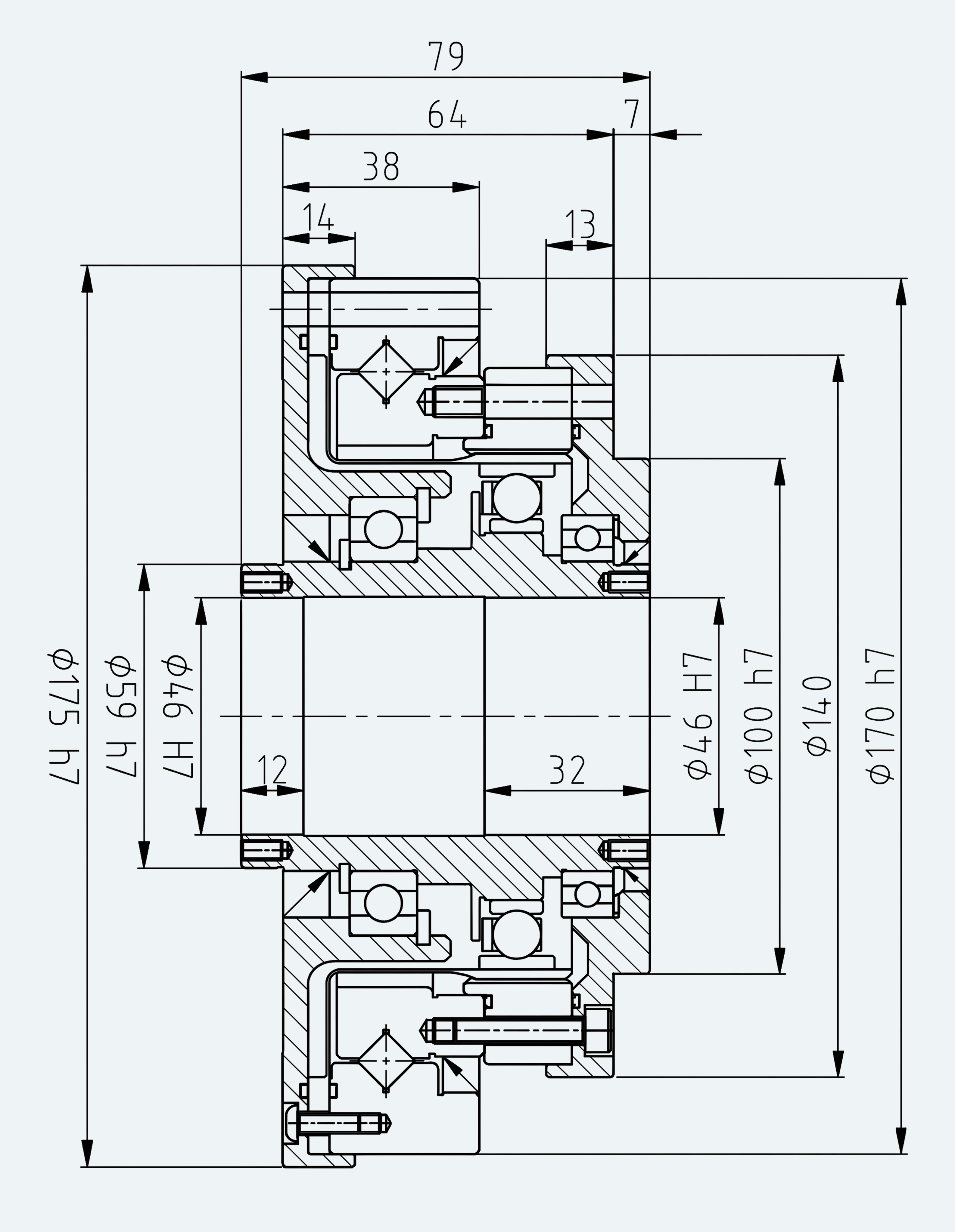 Mechanical View 1 for High-Torque Hollow Shaft Gear Unit, Size 40