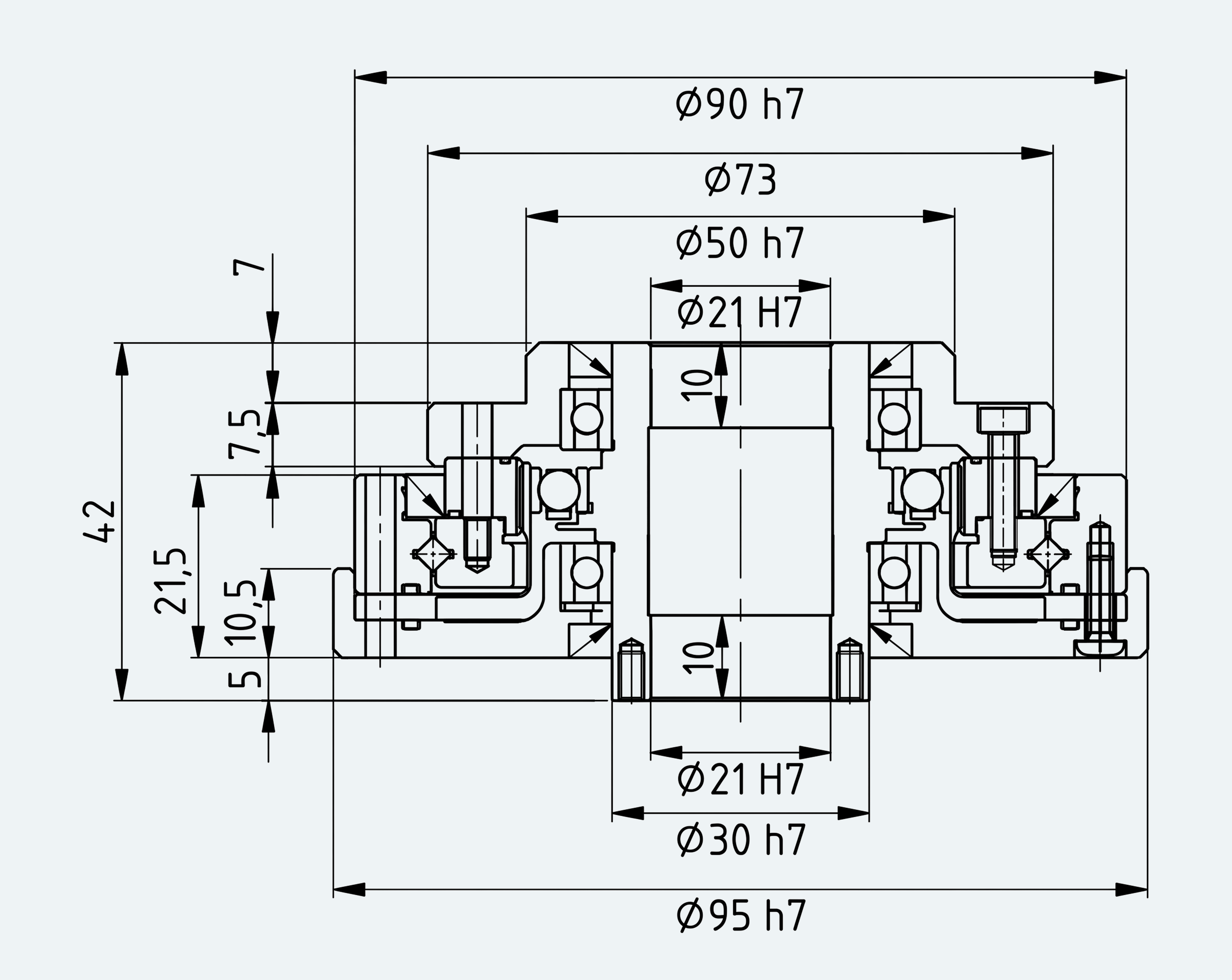 Mechanical View 1 for Ultra-Short Hollow Shaft Gear Unit, Size 20