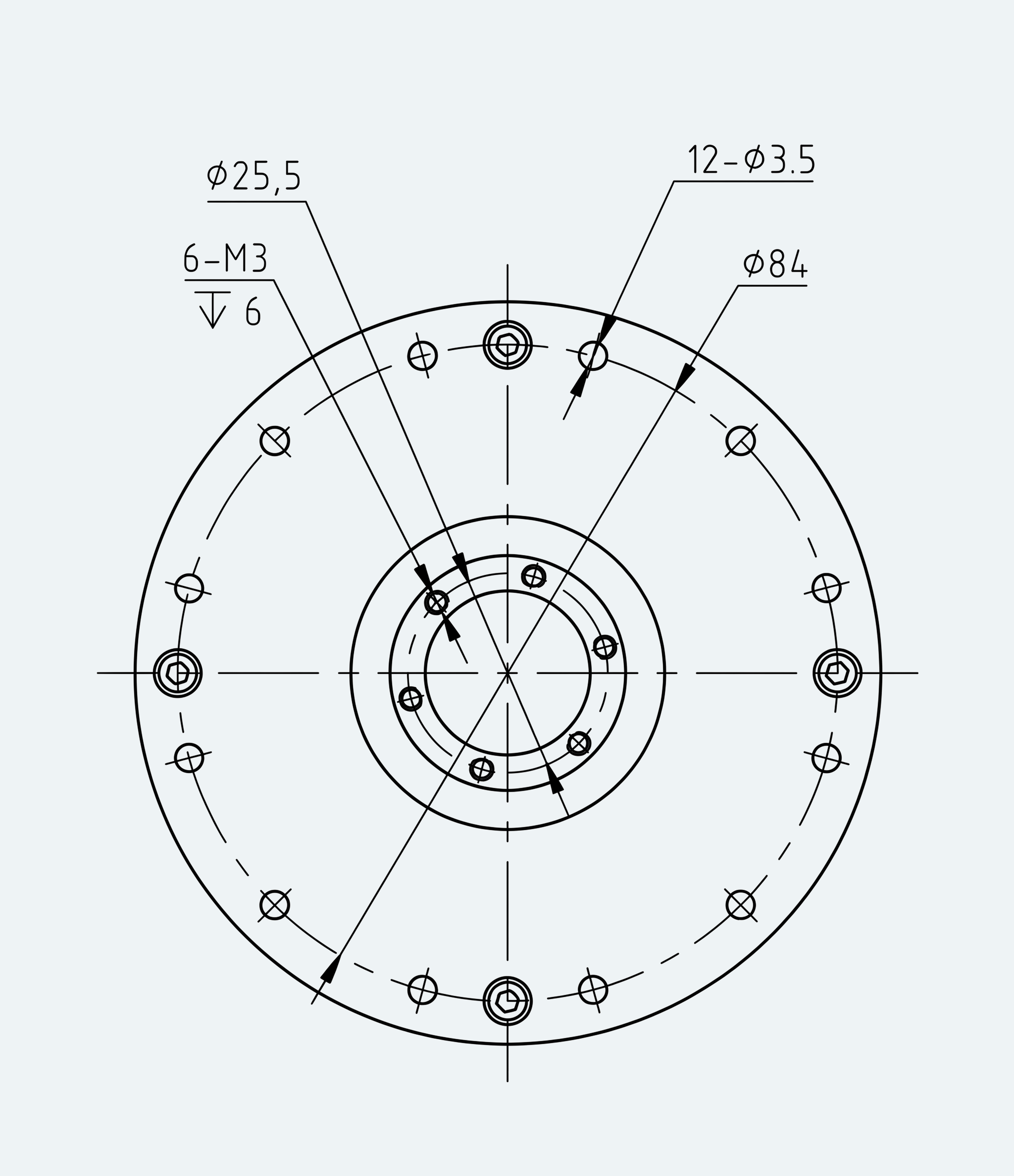 Mechanical View 2 for Ultra-Short Hollow Shaft Gear Unit, Size 20
