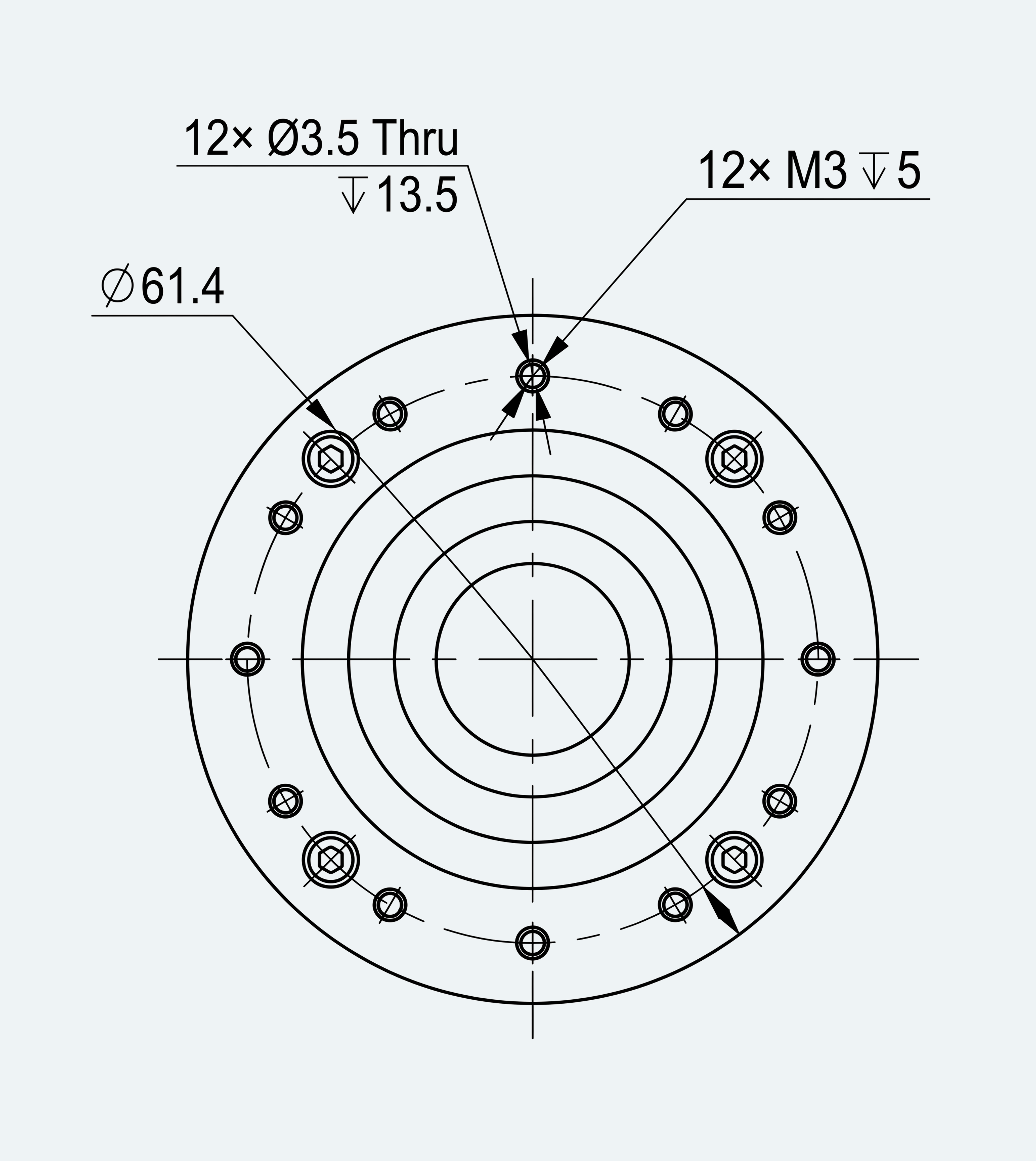 Mechanical View 3 for Ultra-Short Hollow Shaft Gear Unit, Size 20