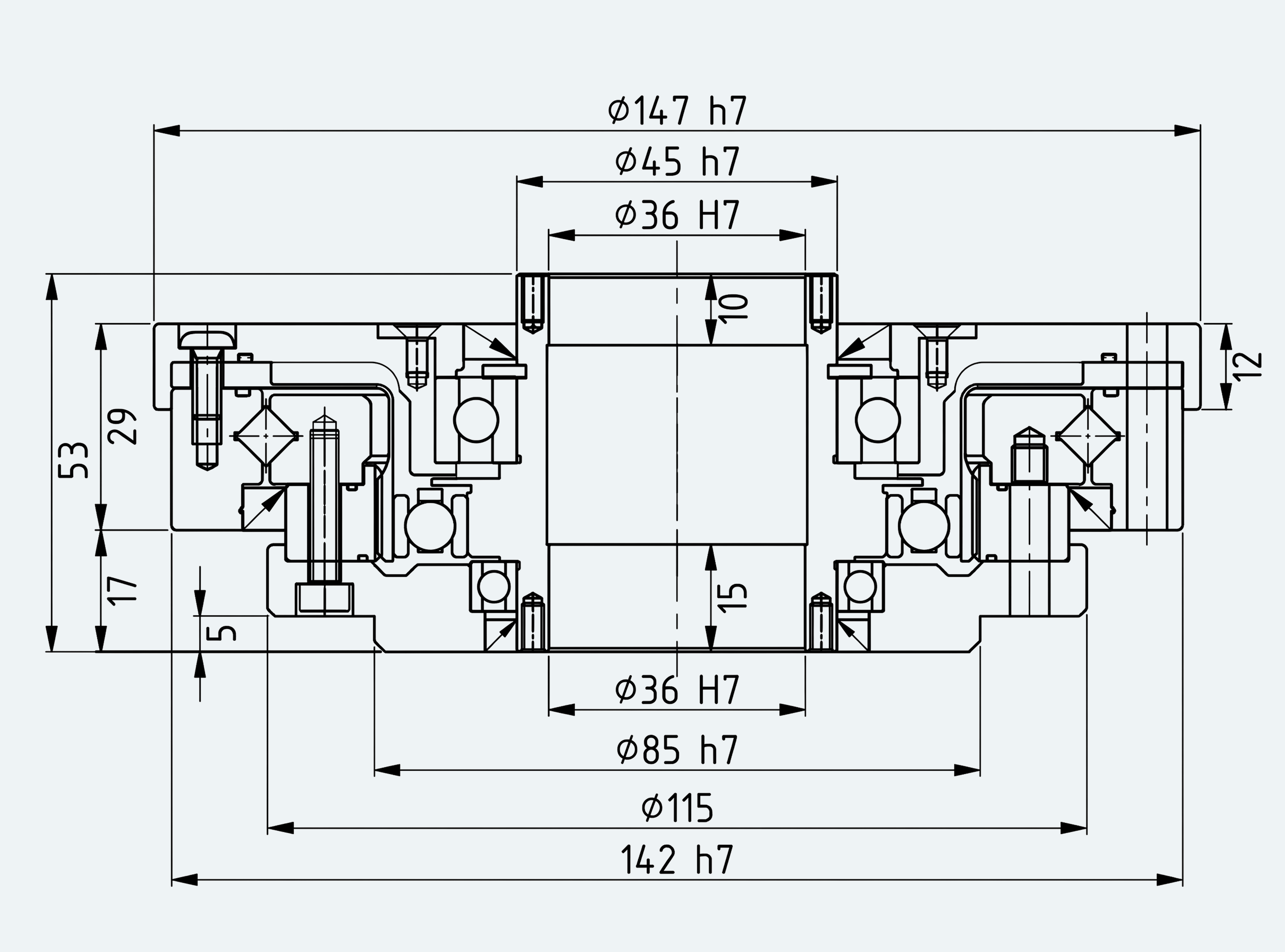 Mechanical View 2 for Ultra-Short Hollow Shaft Gear Unit, Size 32
