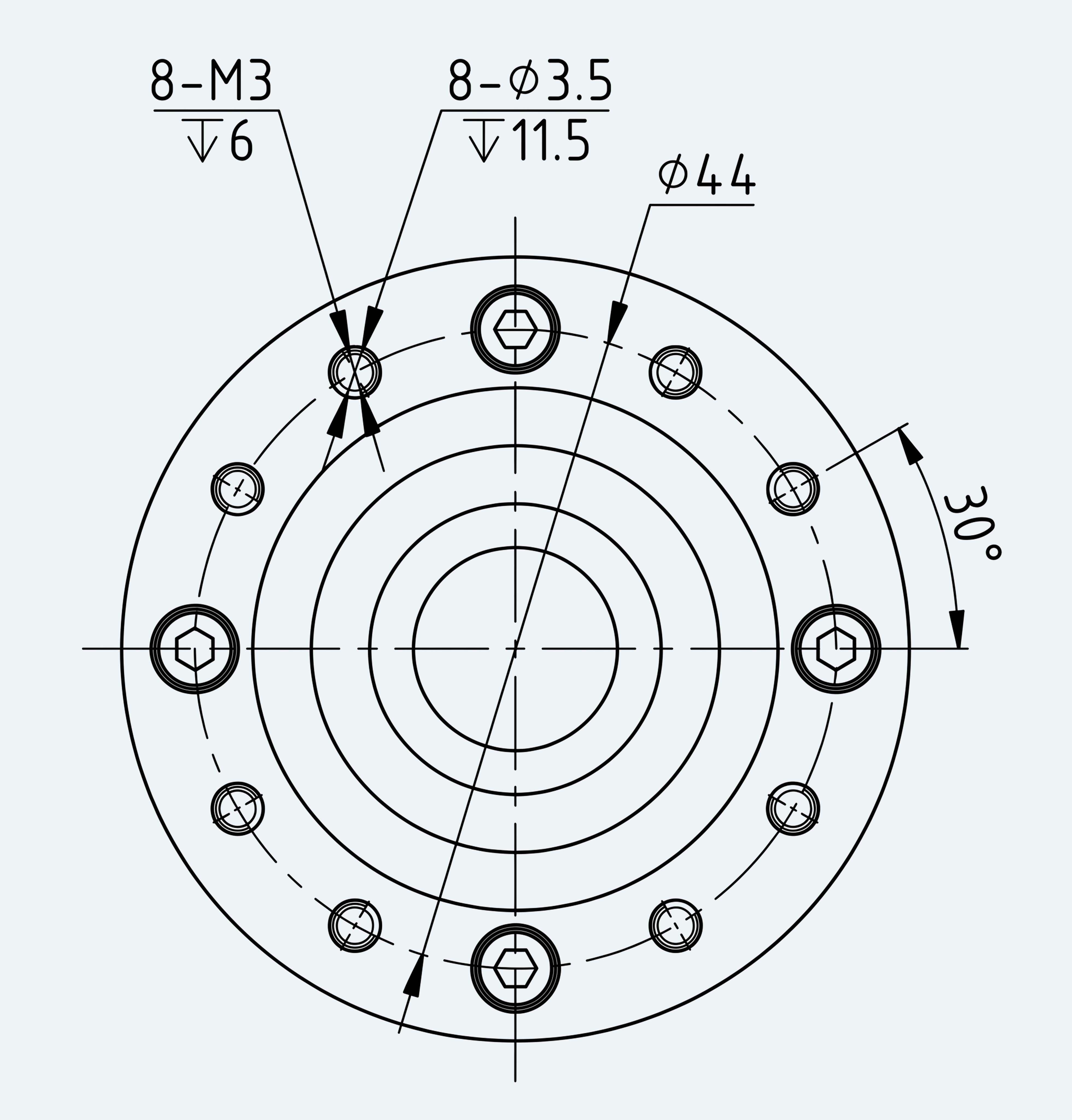 Mechanical View 3 for High-Torque Hollow Shaft Gear Unit, Size 14