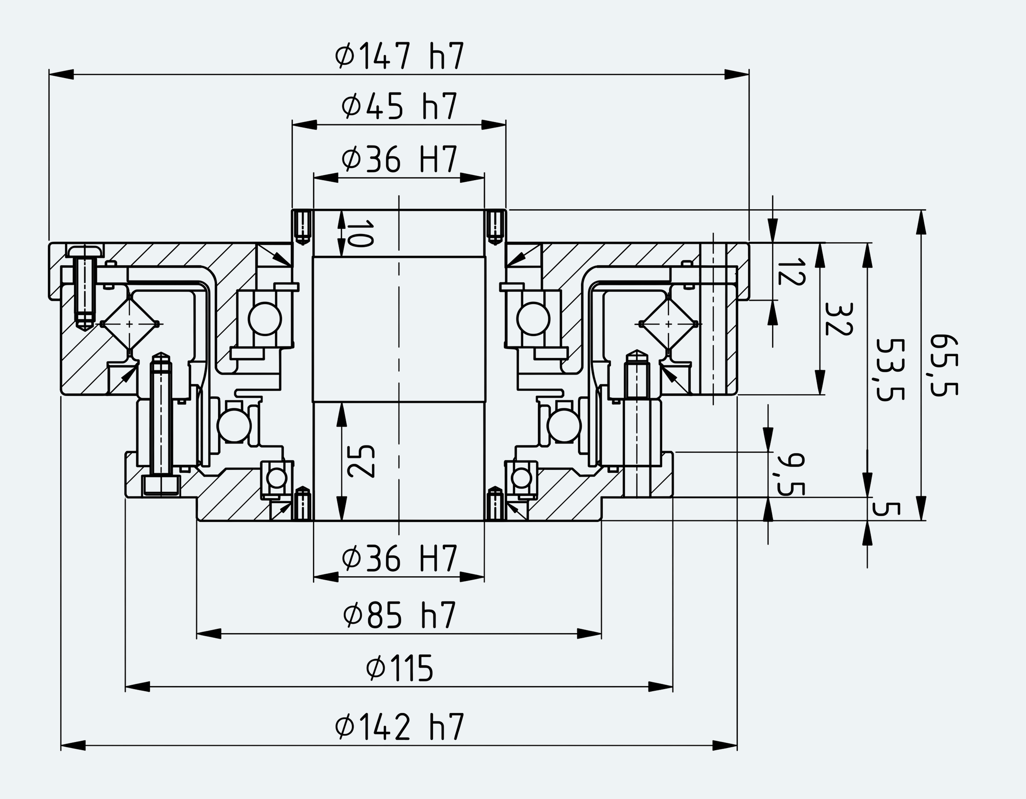 Mechanical View 1 for High-Torque Hollow Shaft Gear Unit, Size 32