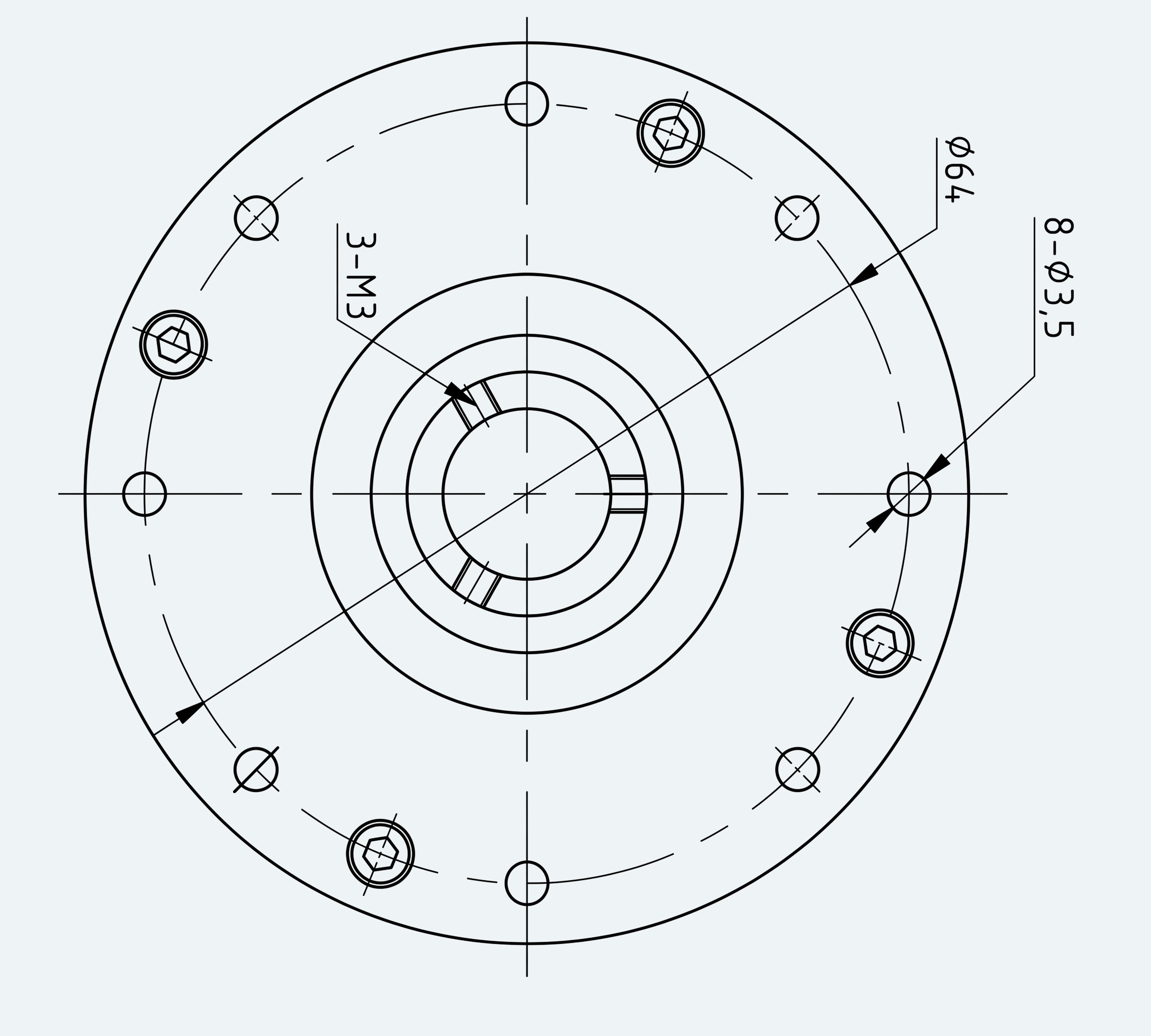 Mechanical View 2 for Ultra-Short Hollow Shaft Gear Unit, Size 14