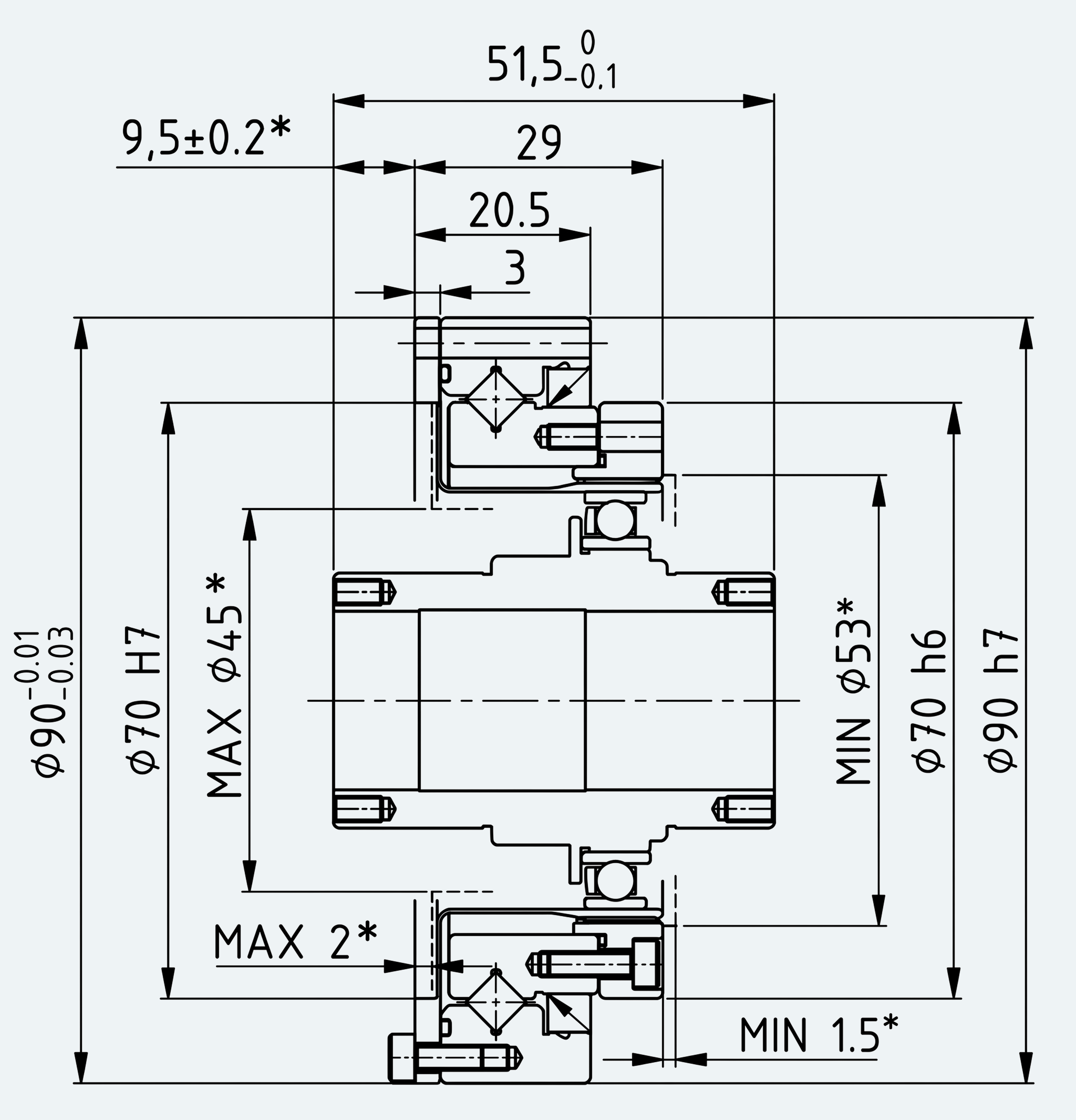 Mechanical View 1 for Simple High-Torque Hollow Shaft Gear Unit, Size 20