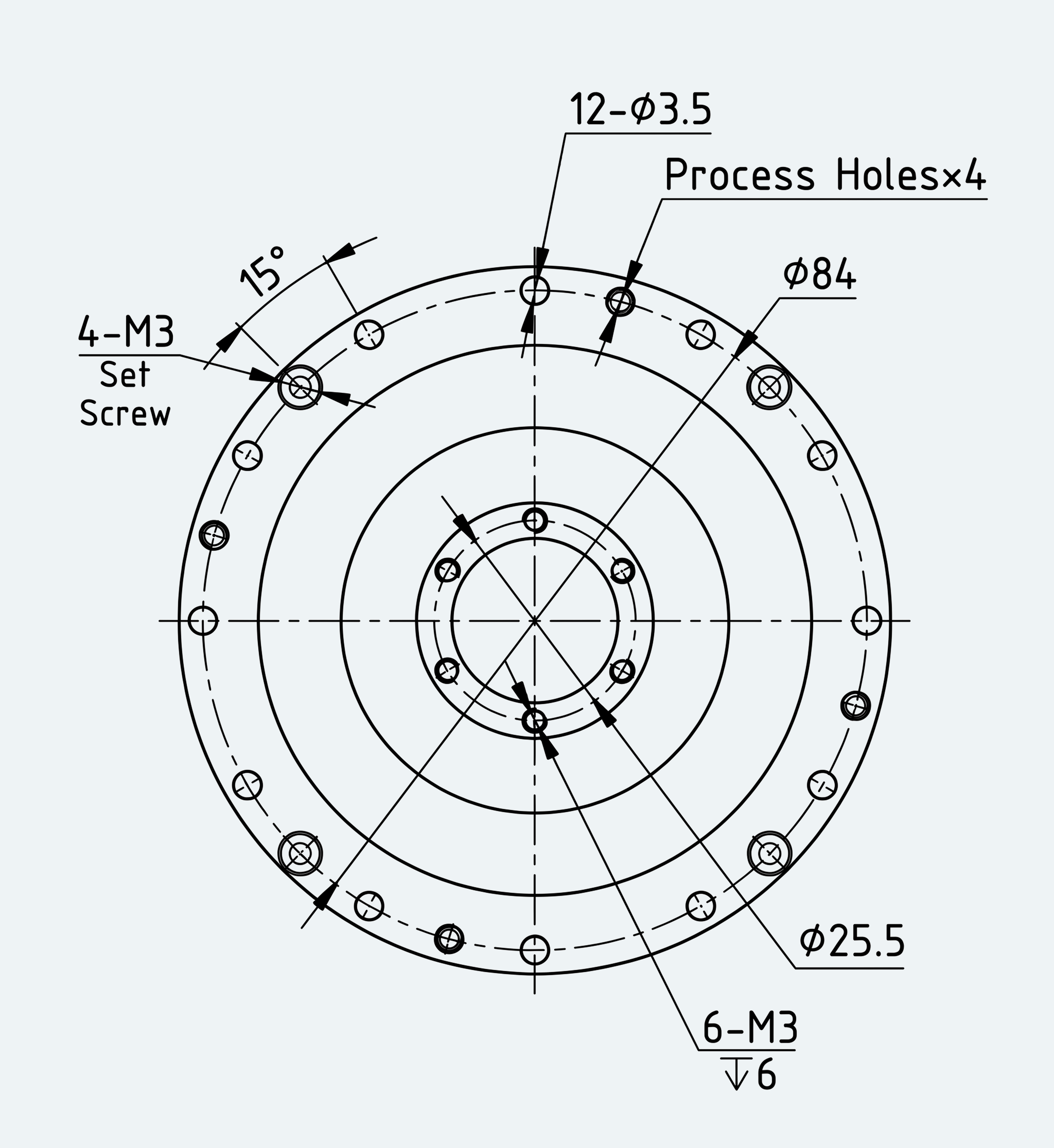 Mechanical View 2 for Simple High-Torque Hollow Shaft Gear Unit, Size 20