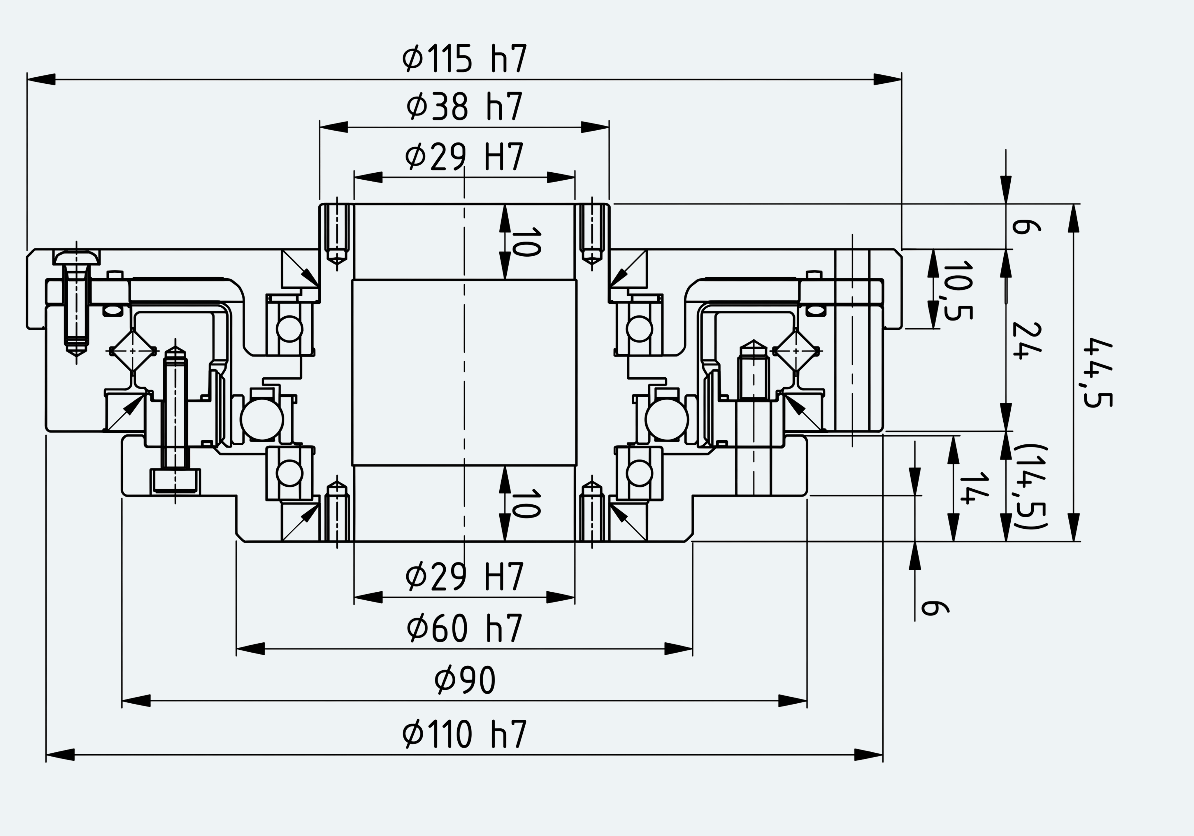 Mechanical View 1 for Ultra-Short Hollow Shaft Gear Unit, Size 25
