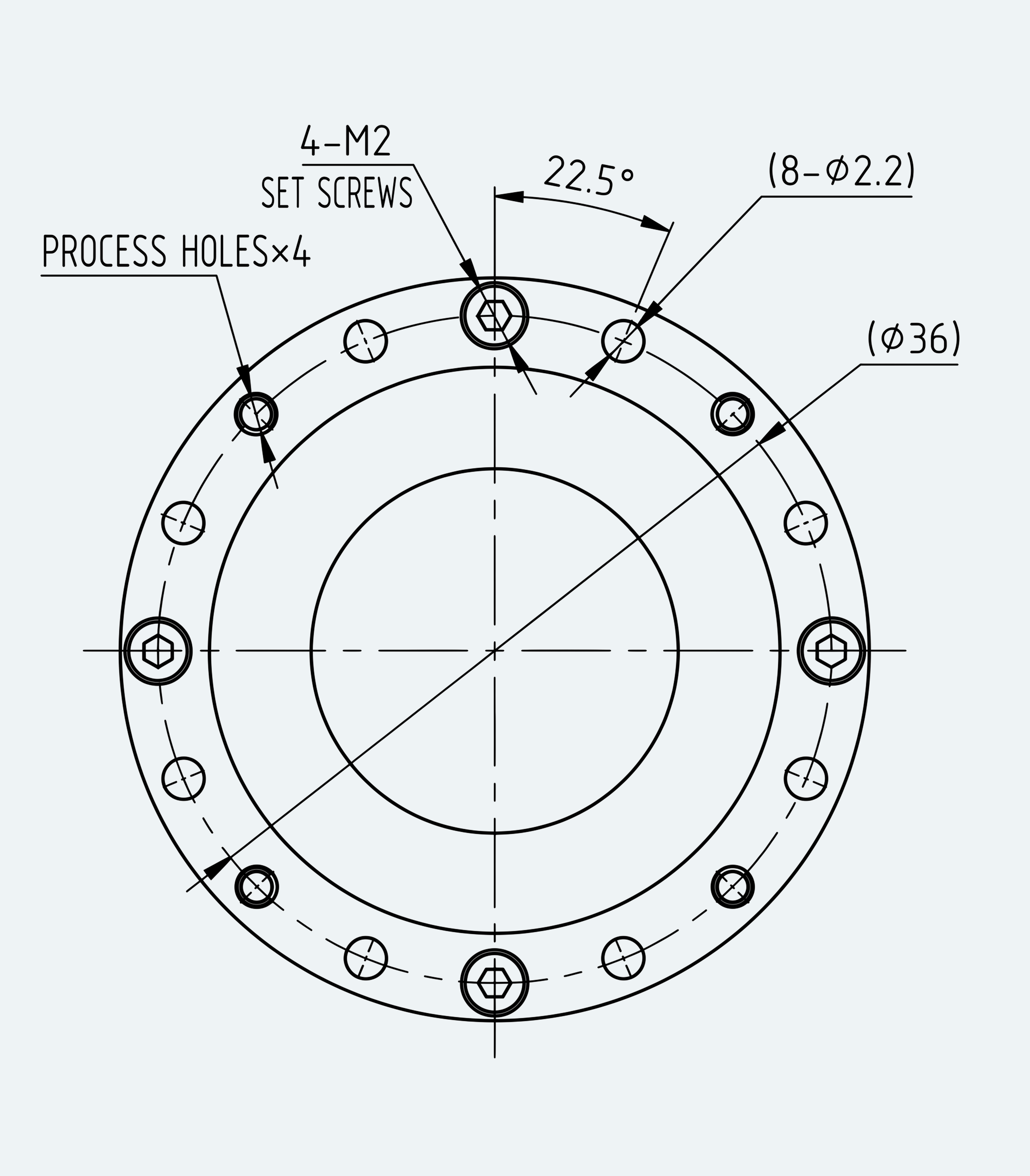 Mechanical View 1 for Ultra-Short Gear Unit, Size 8