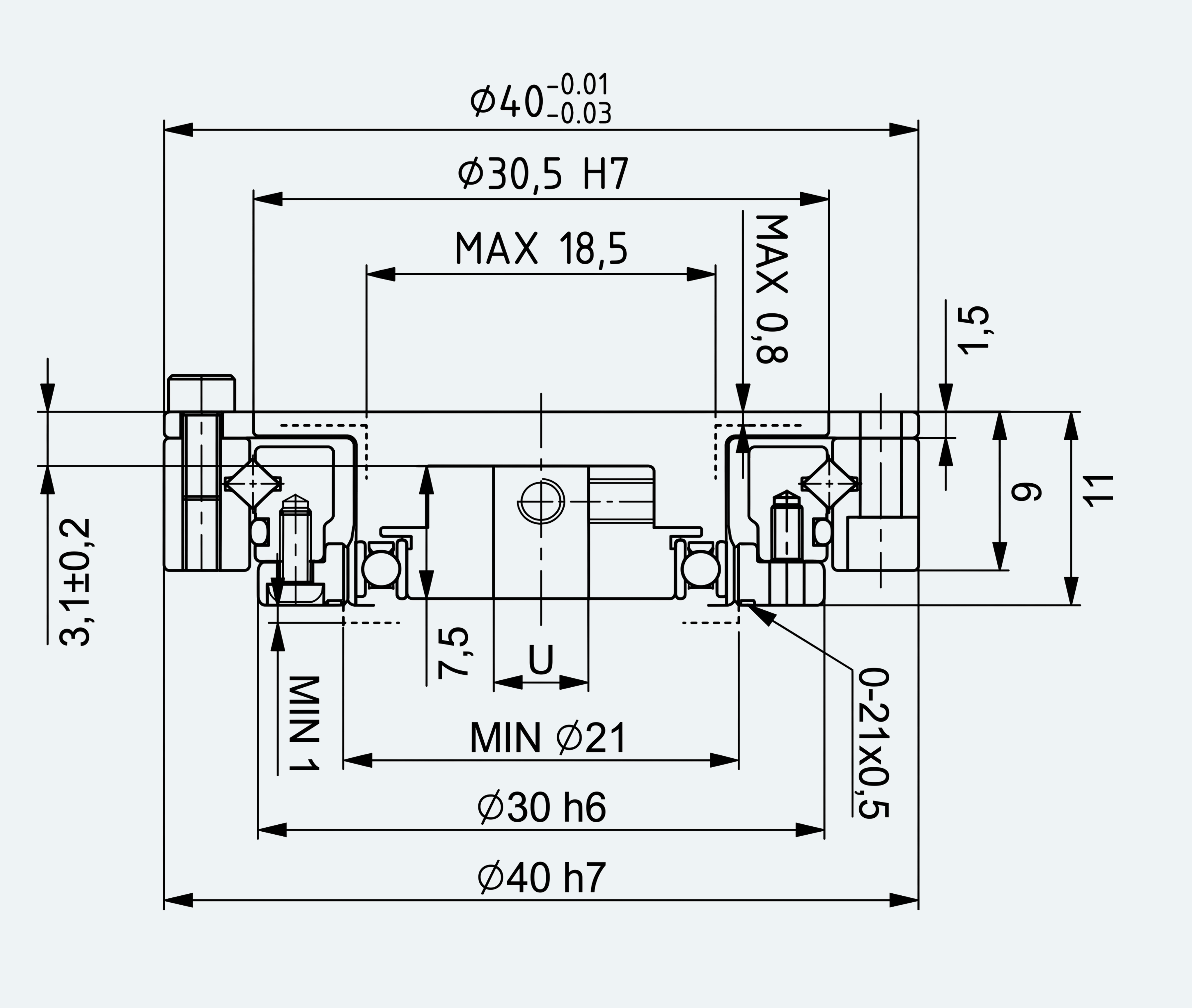 Mechanical View 2 for Ultra-Short Gear Unit, Size 8