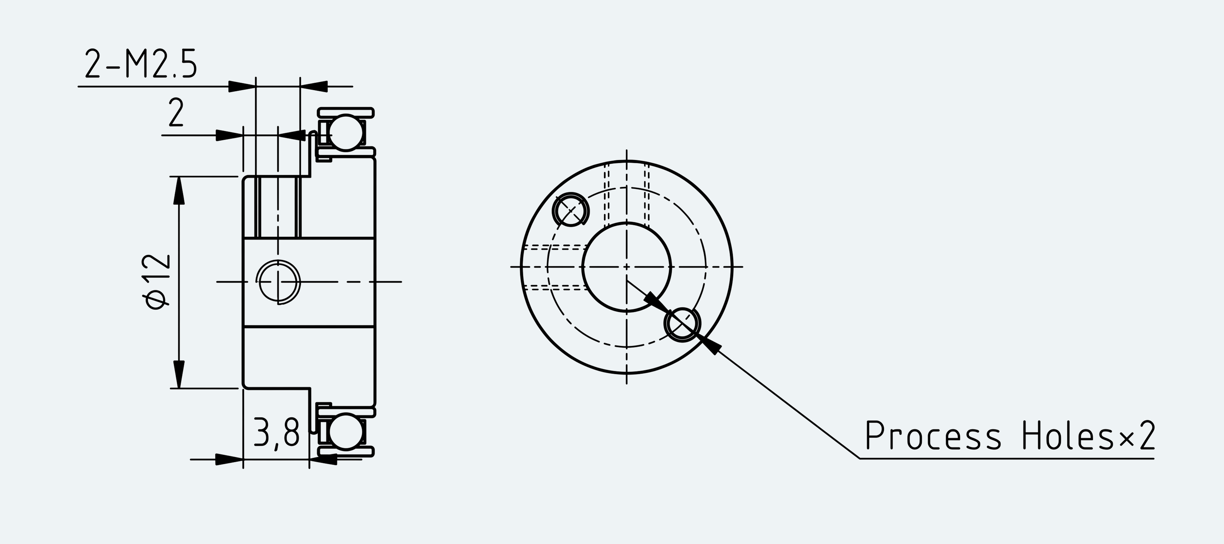Mechanical View 4 for Ultra-Short Gear Unit, Size 8