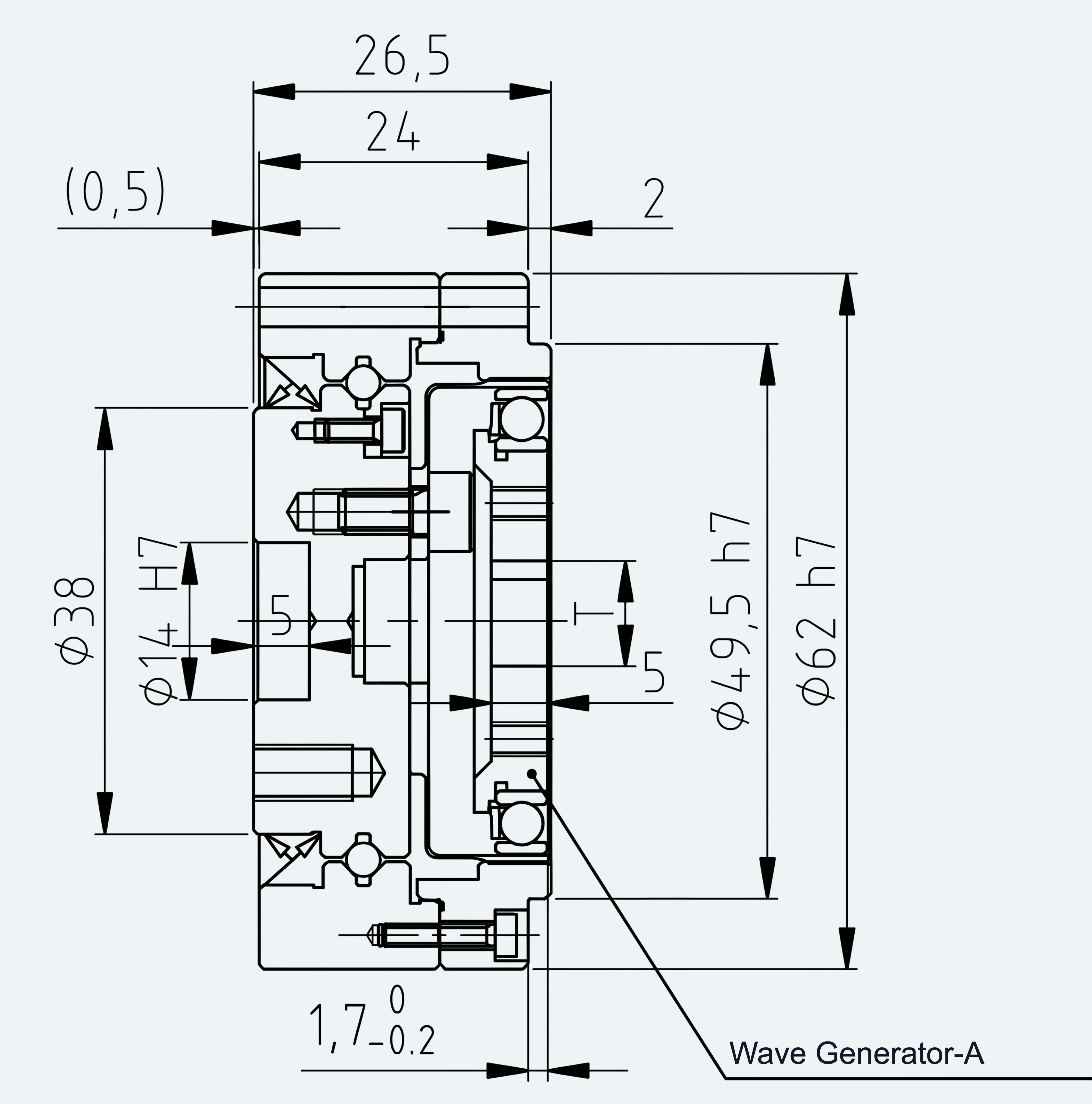 Mechanical View 1 for Thin Cup Gear Unit, Size 17