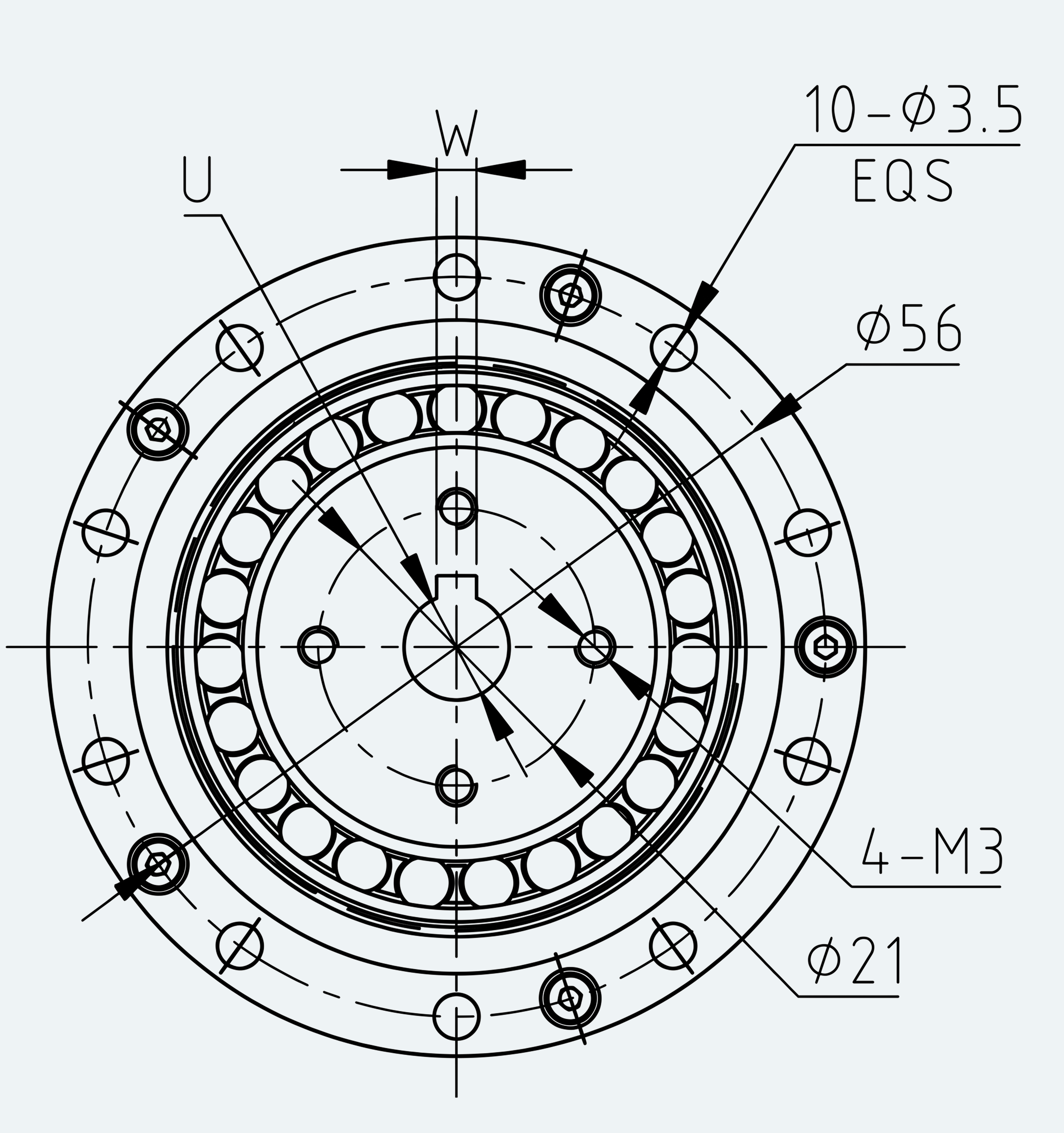 Mechanical View 2 for Thin Cup Gear Unit, Size 17