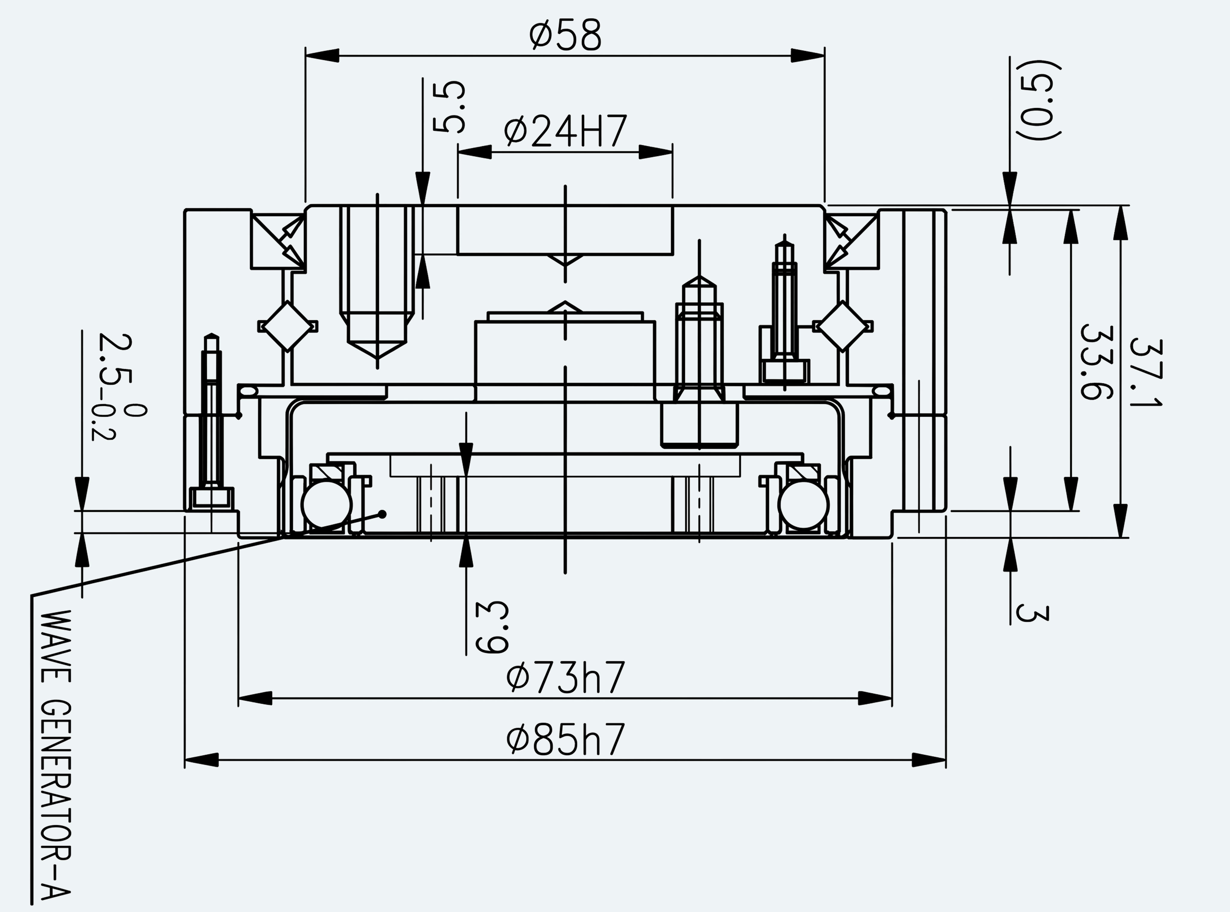 Mechanical View 1 for Thin Cup Gear Unit, Size 25