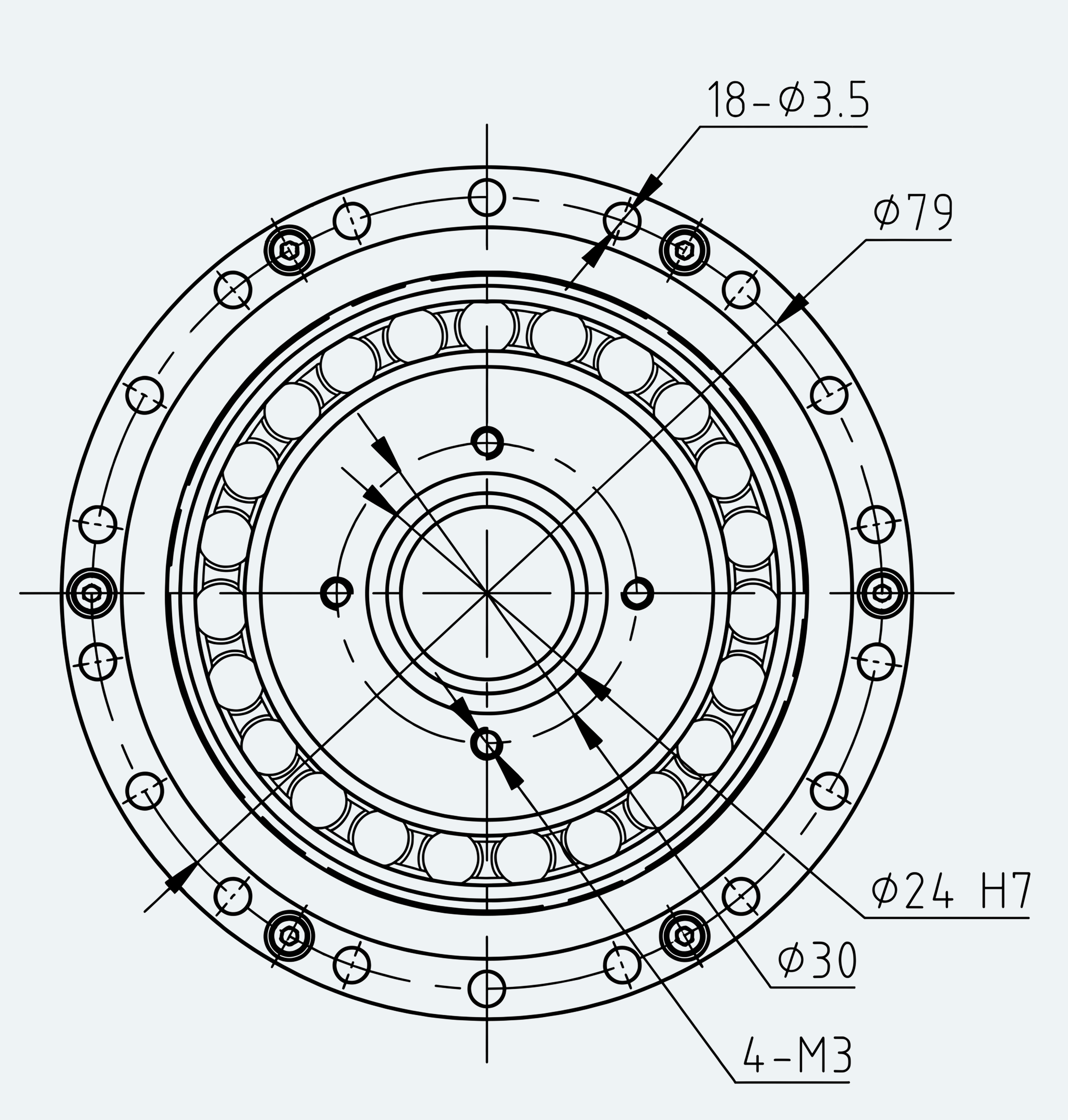 Mechanical View 2 for Thin Cup Gear Unit, Size 25