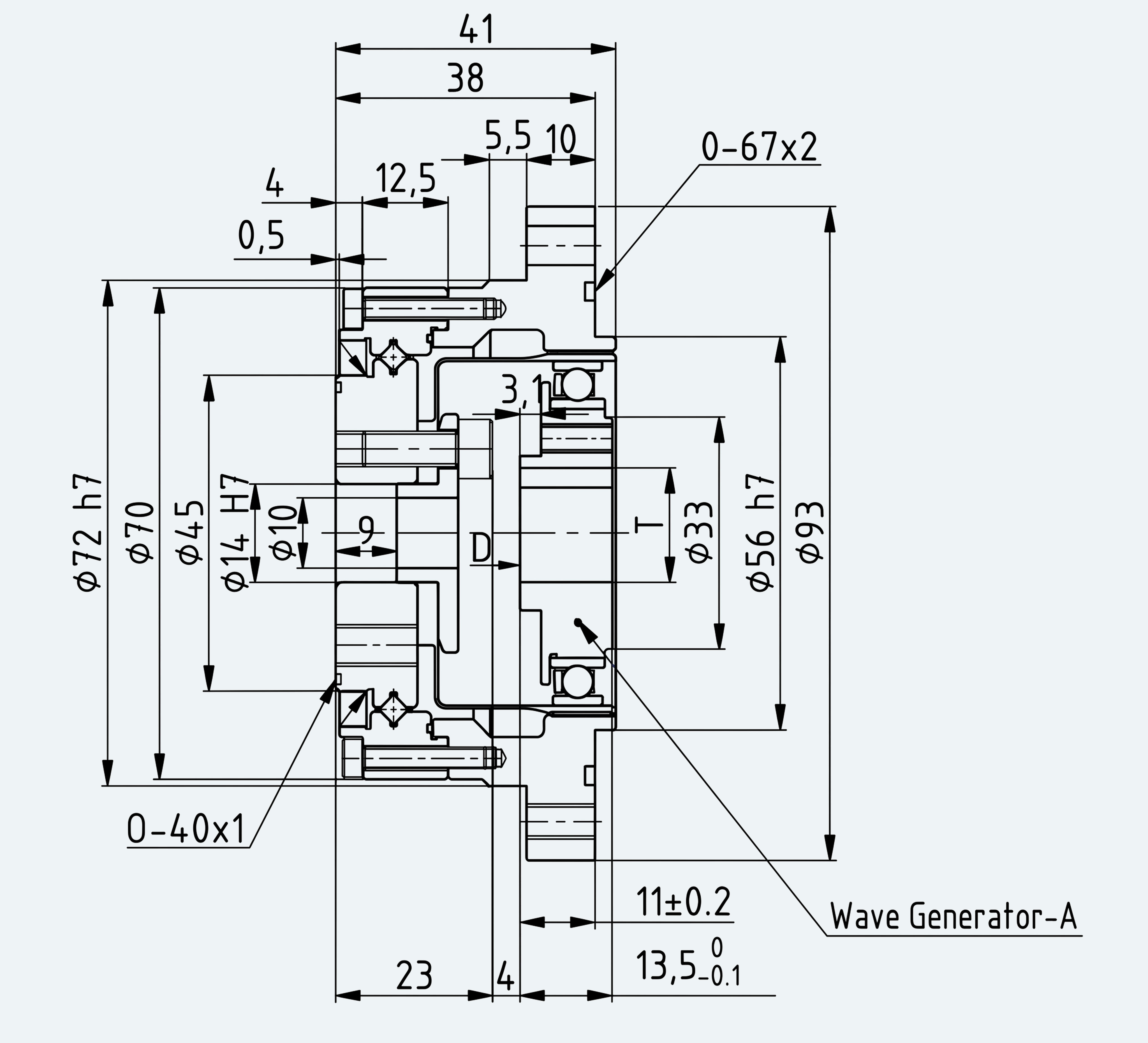 Mechanical View 1 for Special Standard Cup Gear Unit, Size 20