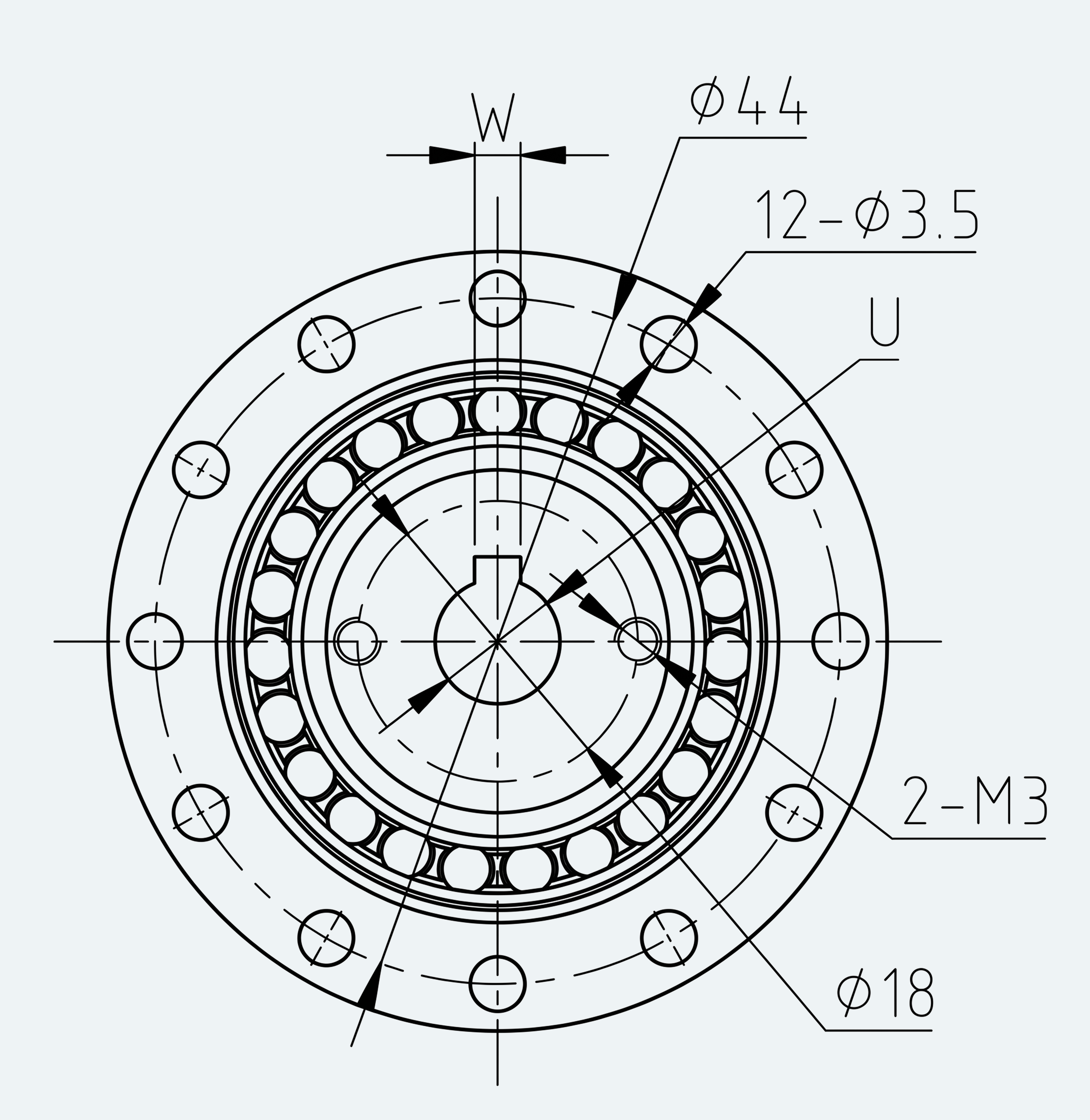 Mechanical View 3 for High-Torque Hat Component Set, Size 14
