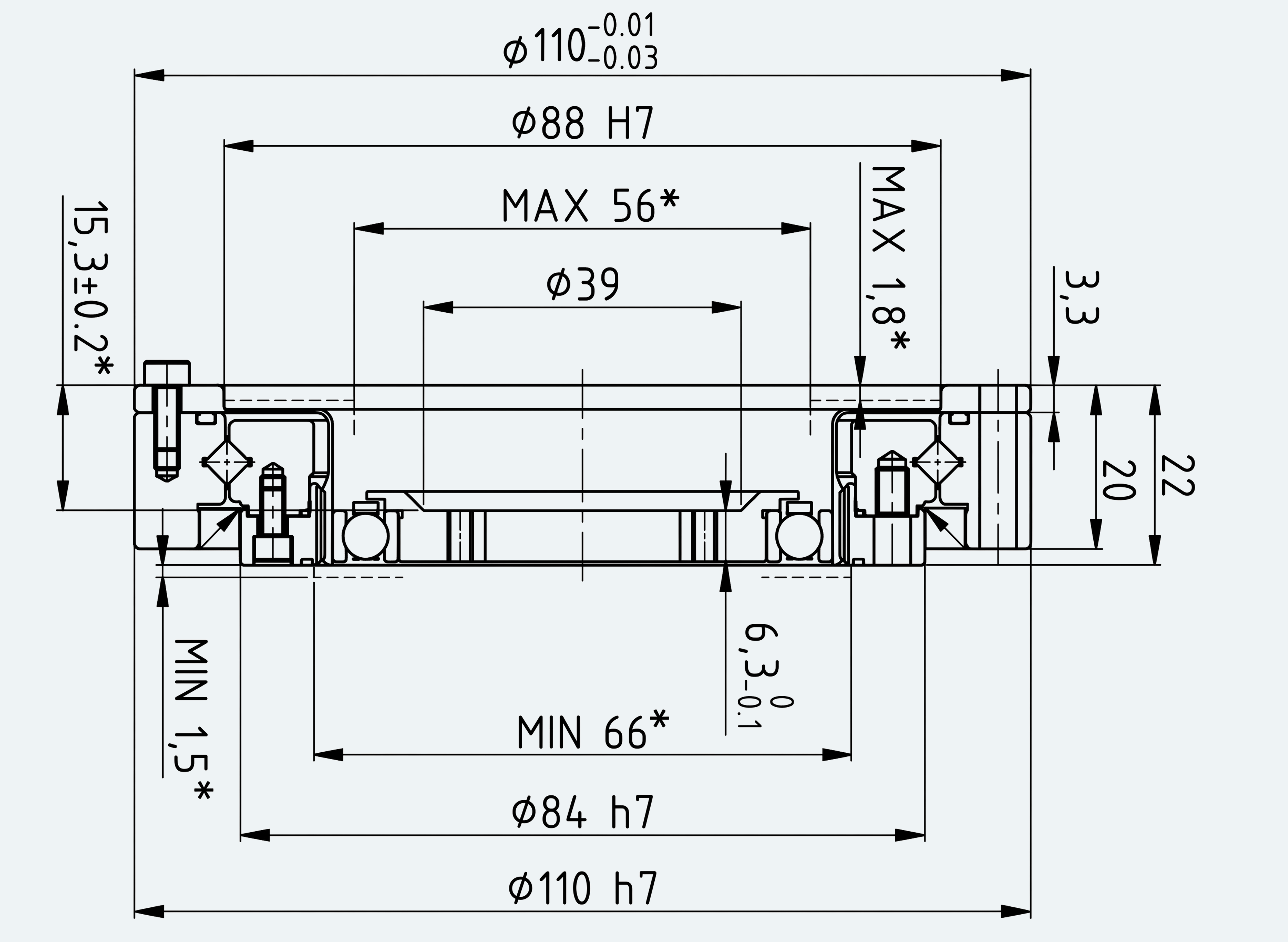 Mechanical View 1 for Ultra-Short Gear Unit, Size 25