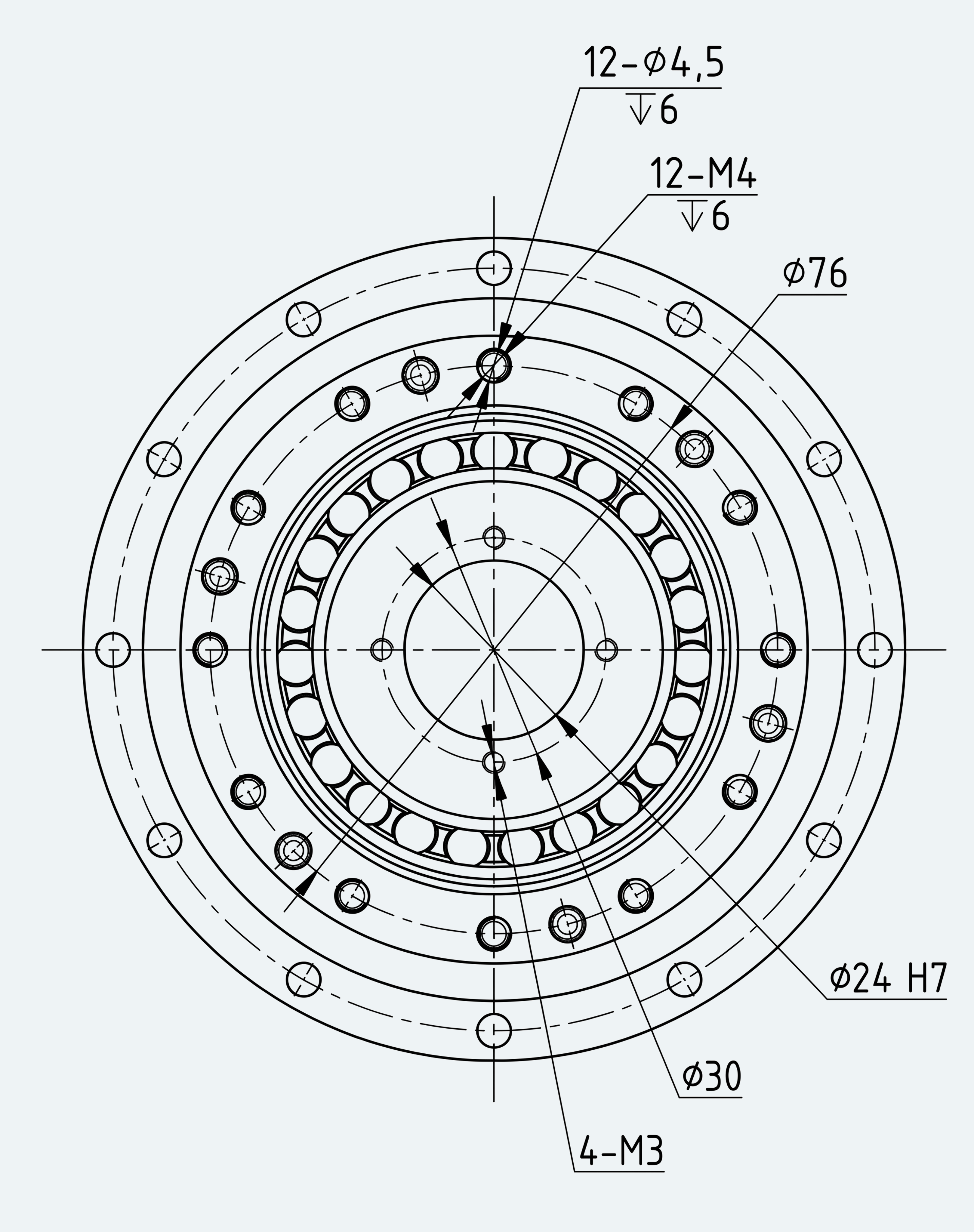 Mechanical View 2 for Ultra-Short Gear Unit, Size 25