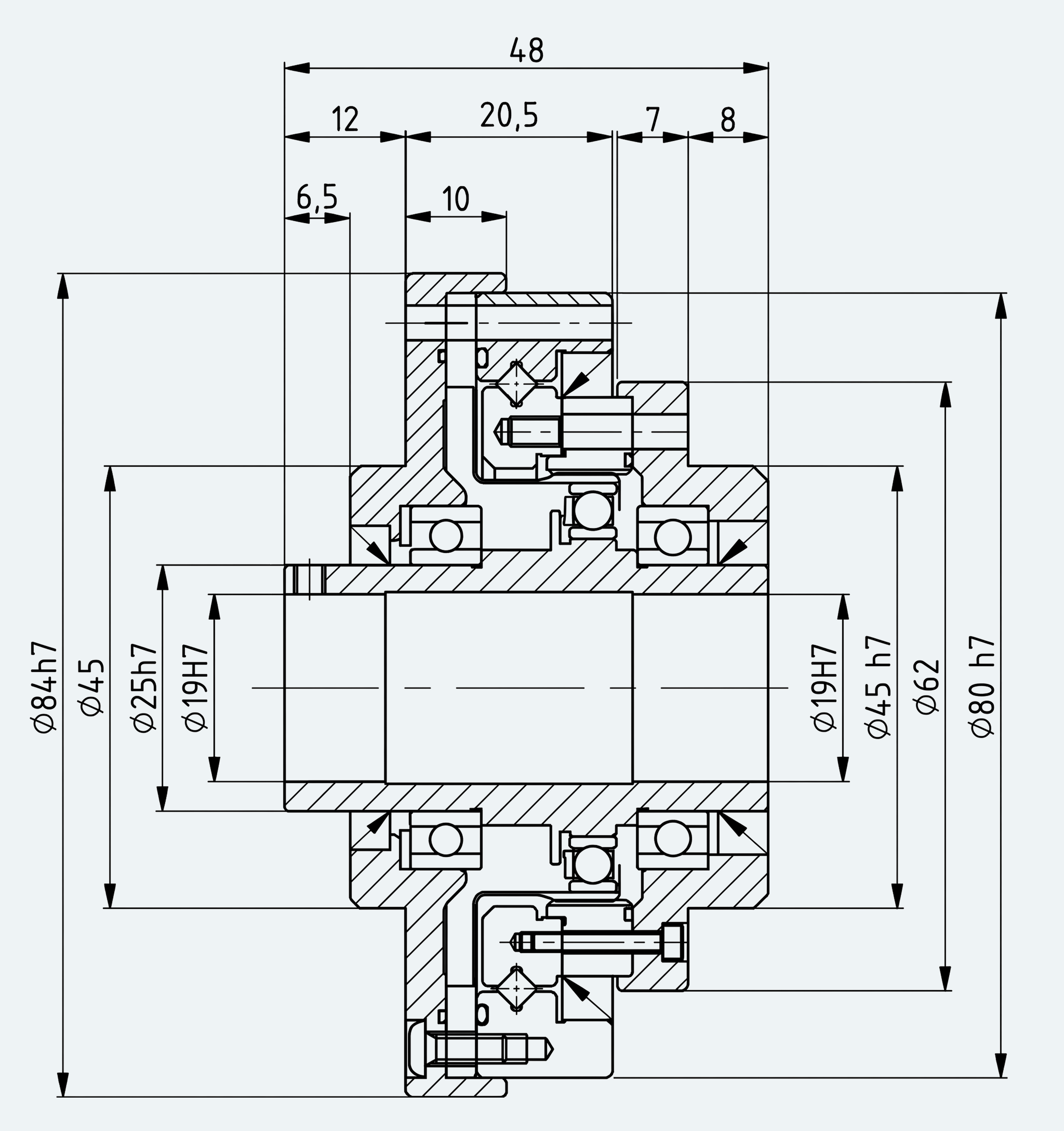 Mechanical View 1 for Ultra-Short Hollow Shaft Gear Unit, Size 17